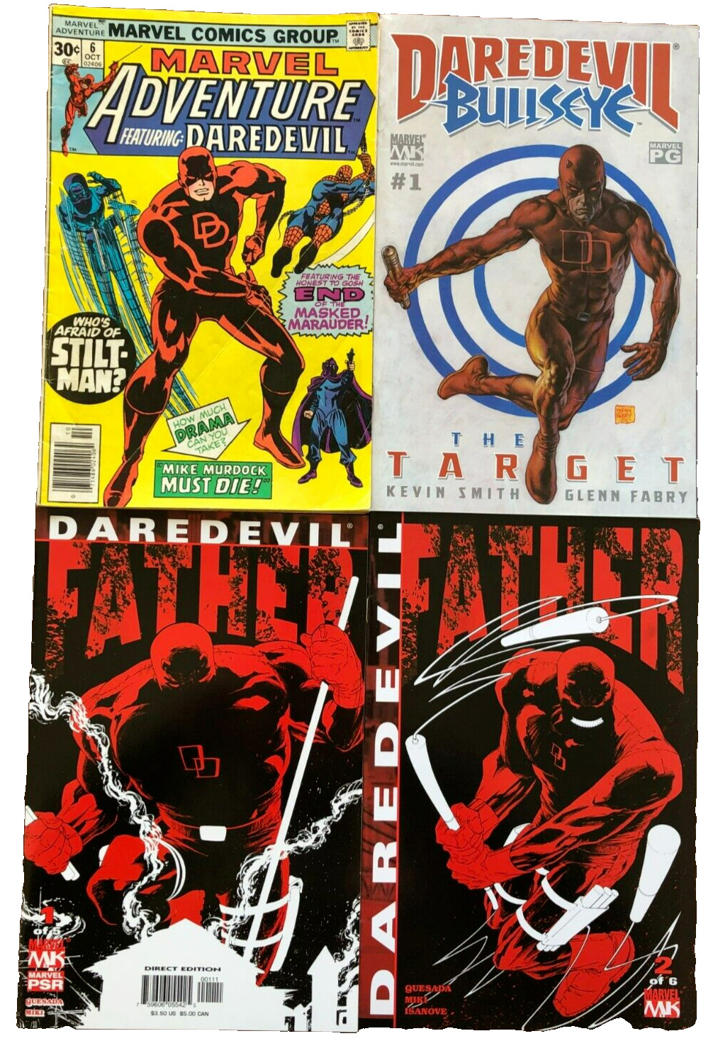 Lot of 4 Marvel Comics DAREDEVIL Bundle Including Vintage Comic Book Used Father