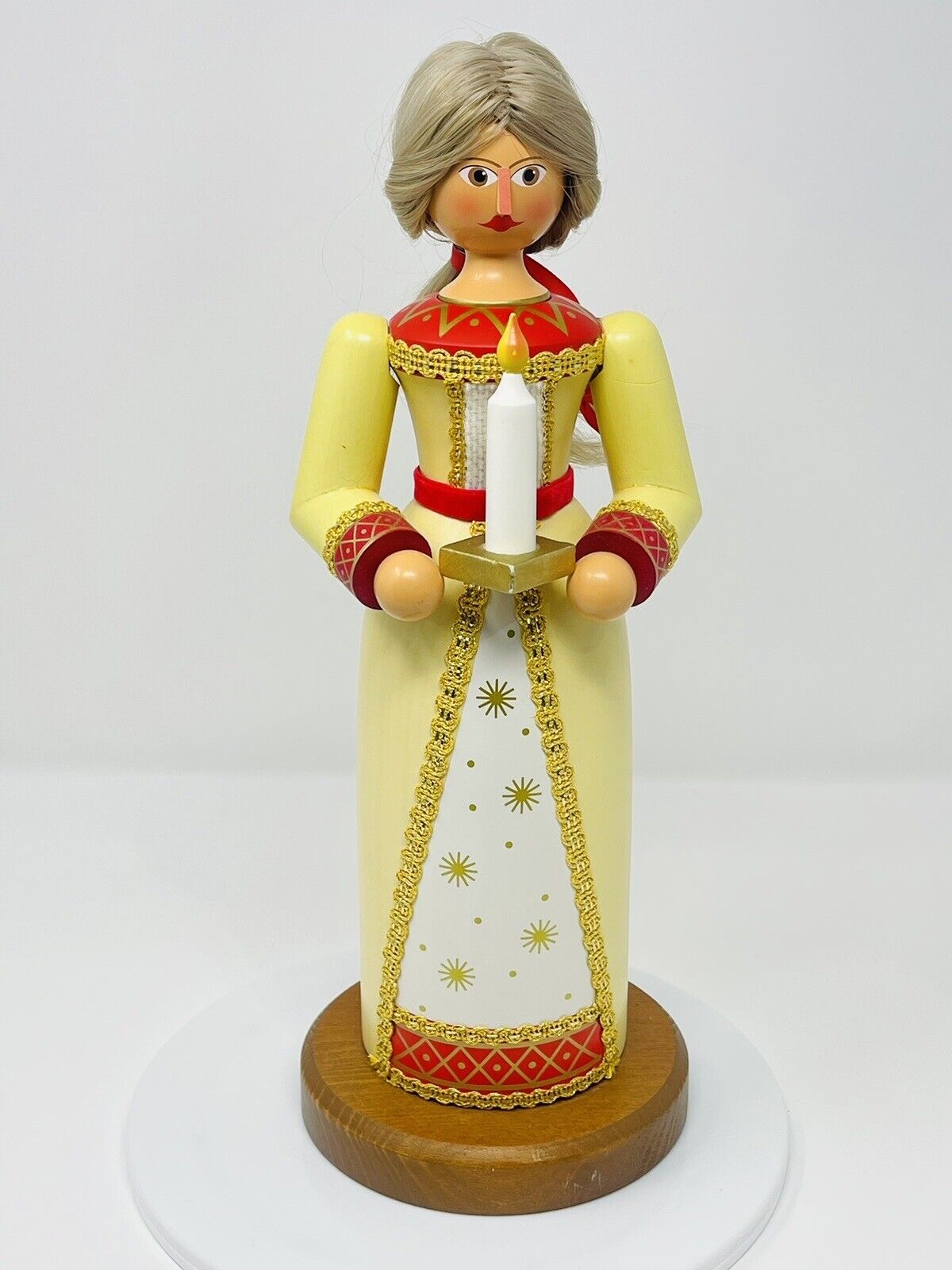 Vintage Ore Mountain Collection GU Germany Lady with Candle Nutcracker RARE