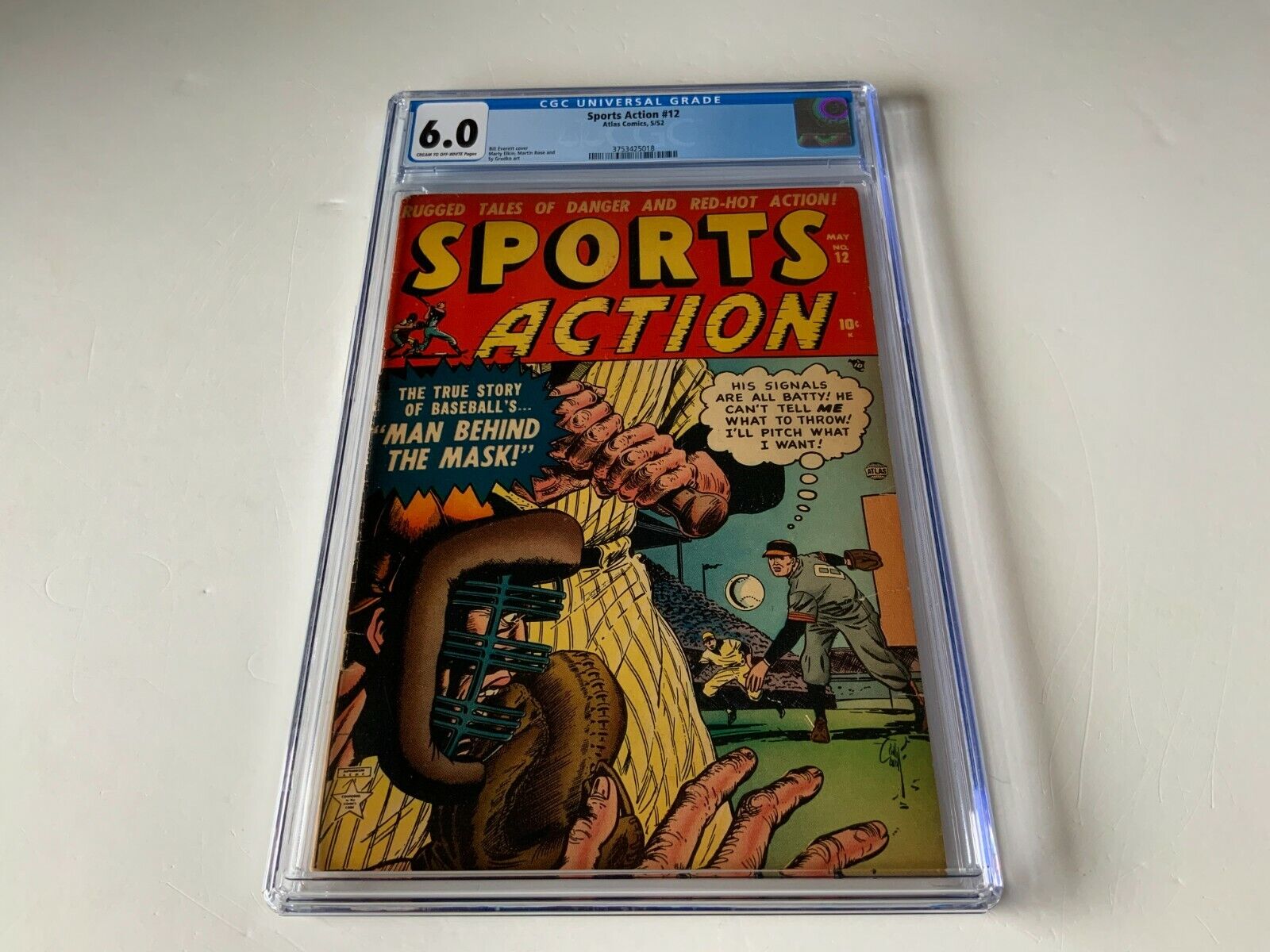 SPORTS ACTION 12 CGC 6.0 BASEBALL MLB BILL EVERETT ATLAS COMICS 1952