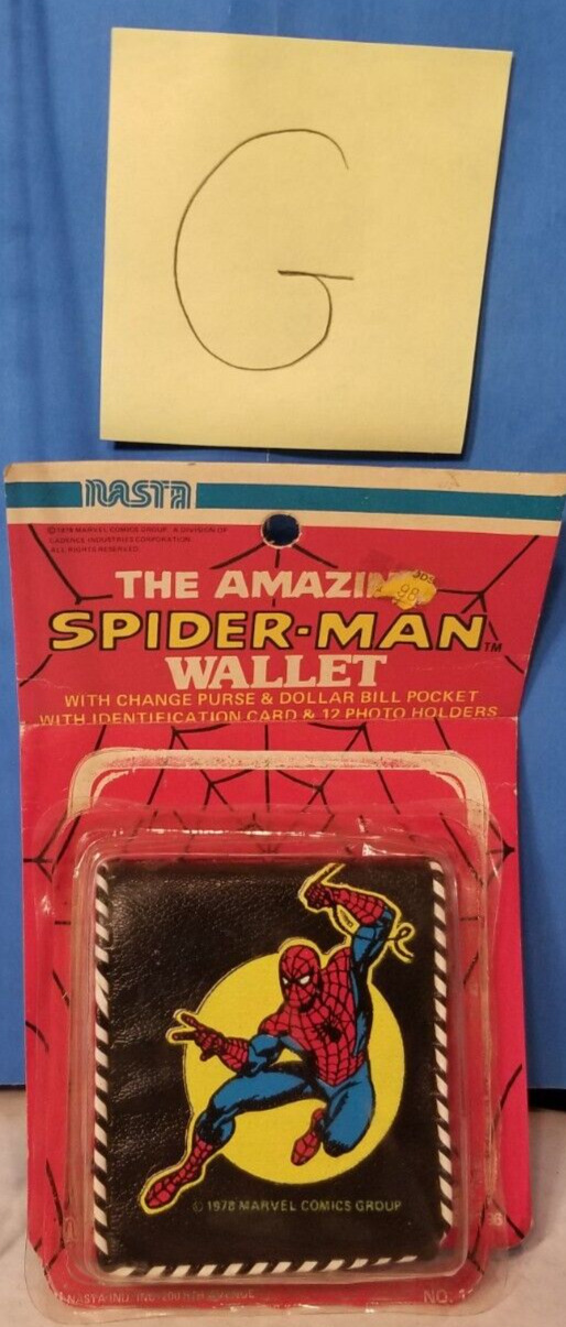 💥1978 Marvel Comics Spider-man Wallet CLEAN BLACK/BROWN NEW ON CARD Opened G💥