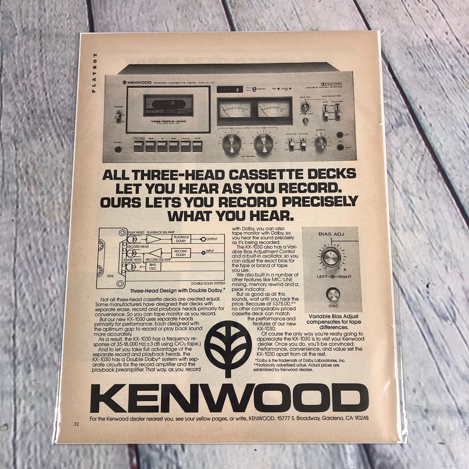Vtg 1978 Kenwood Stereo Cassette Deck Print Ad Genuine Magazine Advertisement