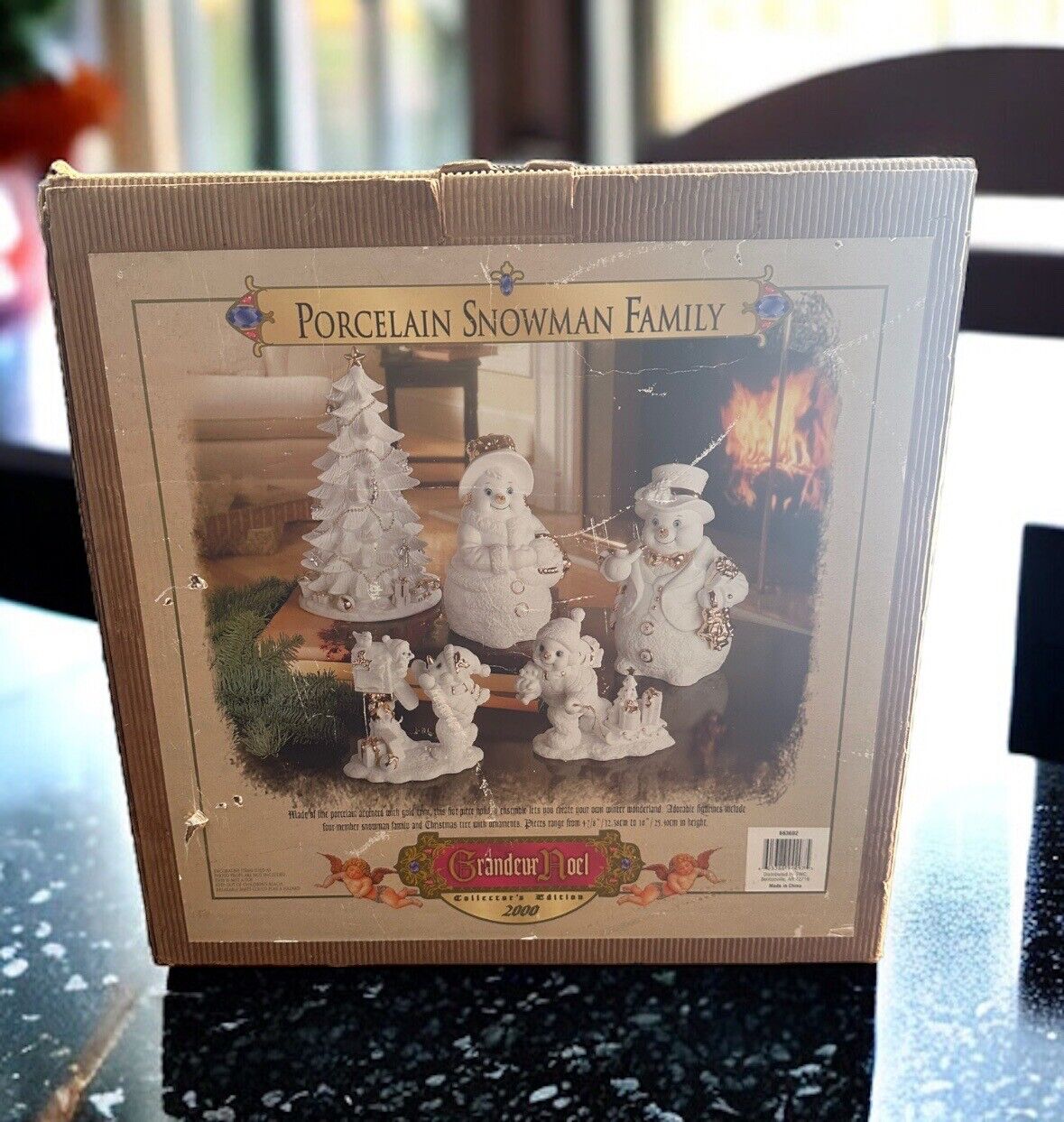 2000 Collectors Edition Grandeur Noel 5 Piece Porcelain Snowman Family Christmas