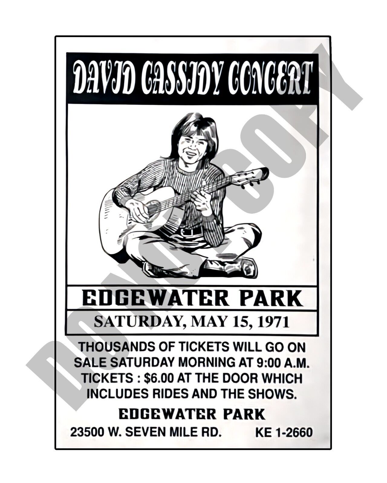 May 1971 David Cassidy Concert At Edgewater Park Detroit Partridge 8x10 Photo