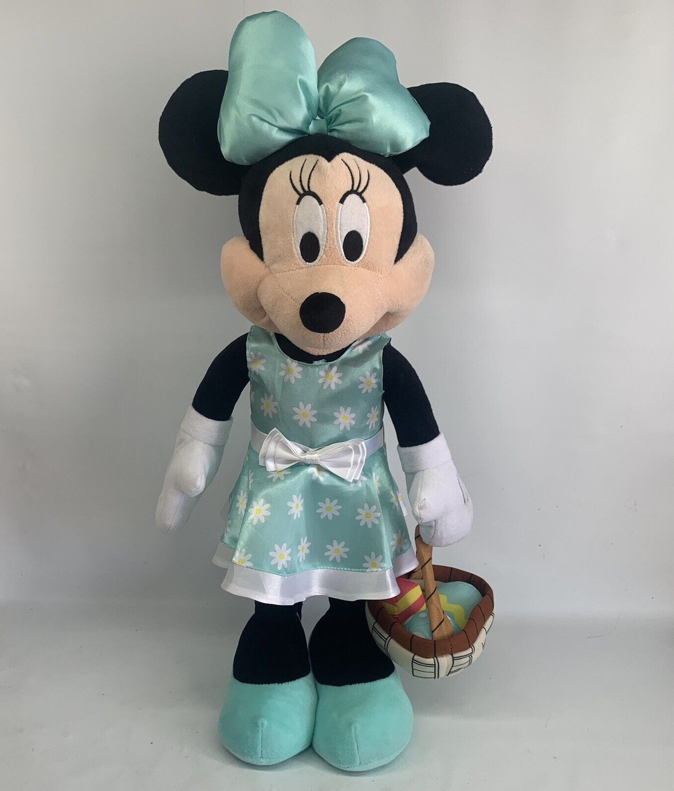 GEMMY Disney Minnie Mouse Easter Basket 24” Door Porch Greeter Blue Polka Dot
