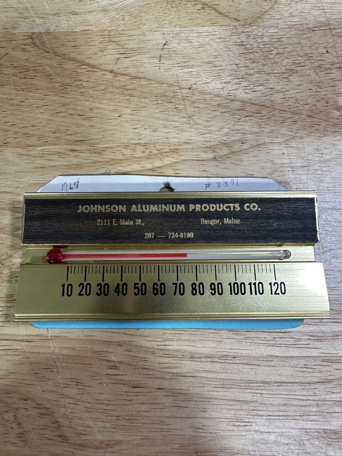 Vintage 1965 Salesman Sample #3391 Johnson Aluminum Products Thermometer Rare