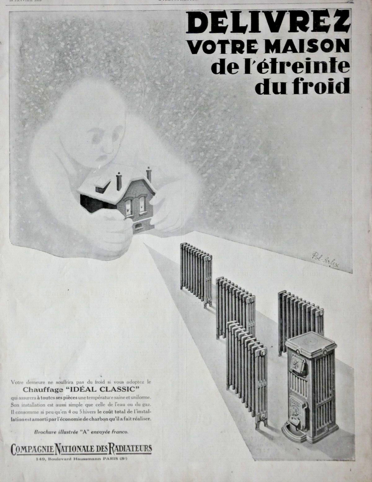 1928 NATIONAL RADIATOR COMPANY ADVERTISEMENT DELIVER YOUR HOME FROM THE COLD