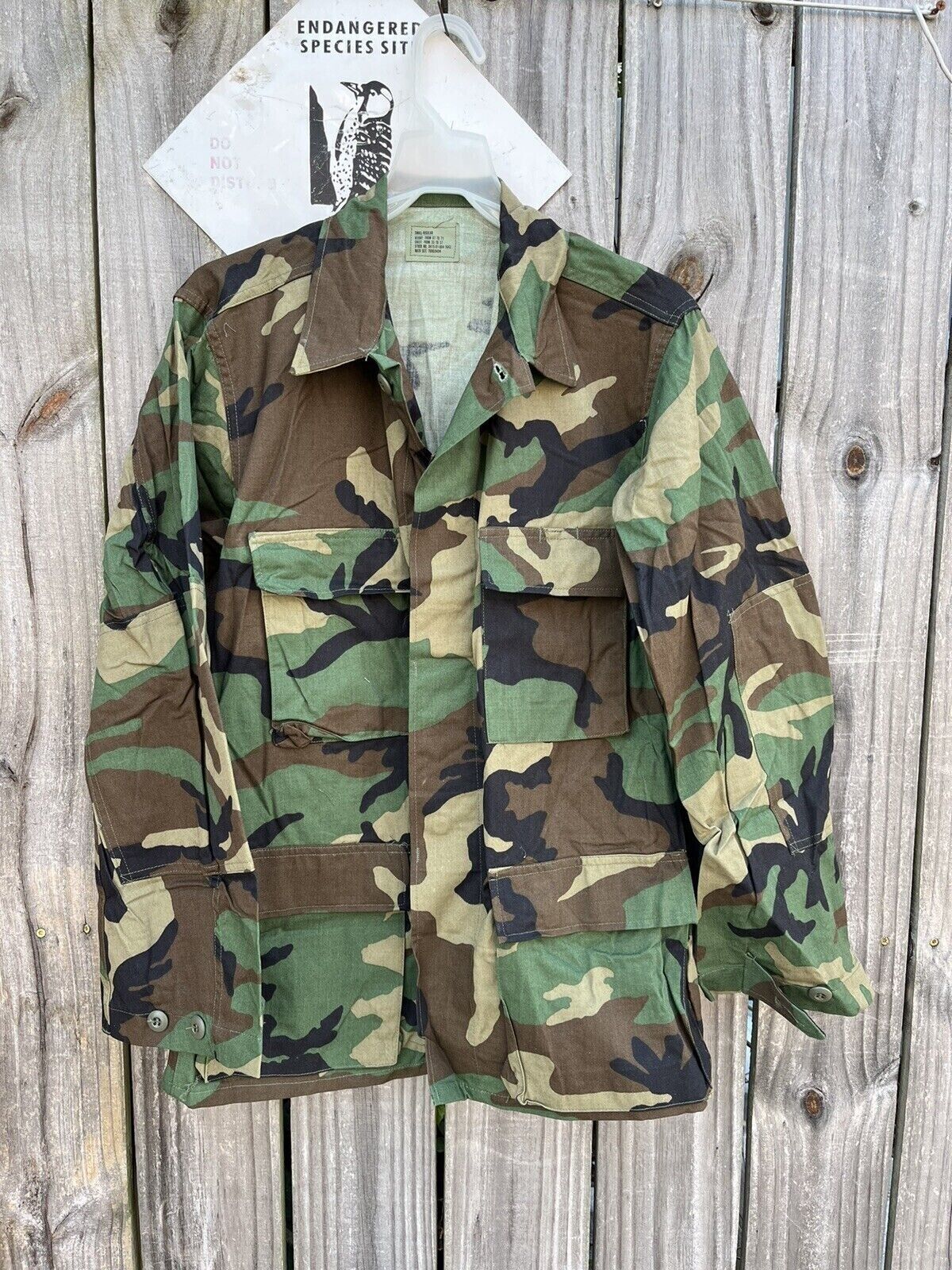 M81 Woodland BDU Shirt NYCO Small Reg 1980s Early Pattern NEW Unissued Deadstock