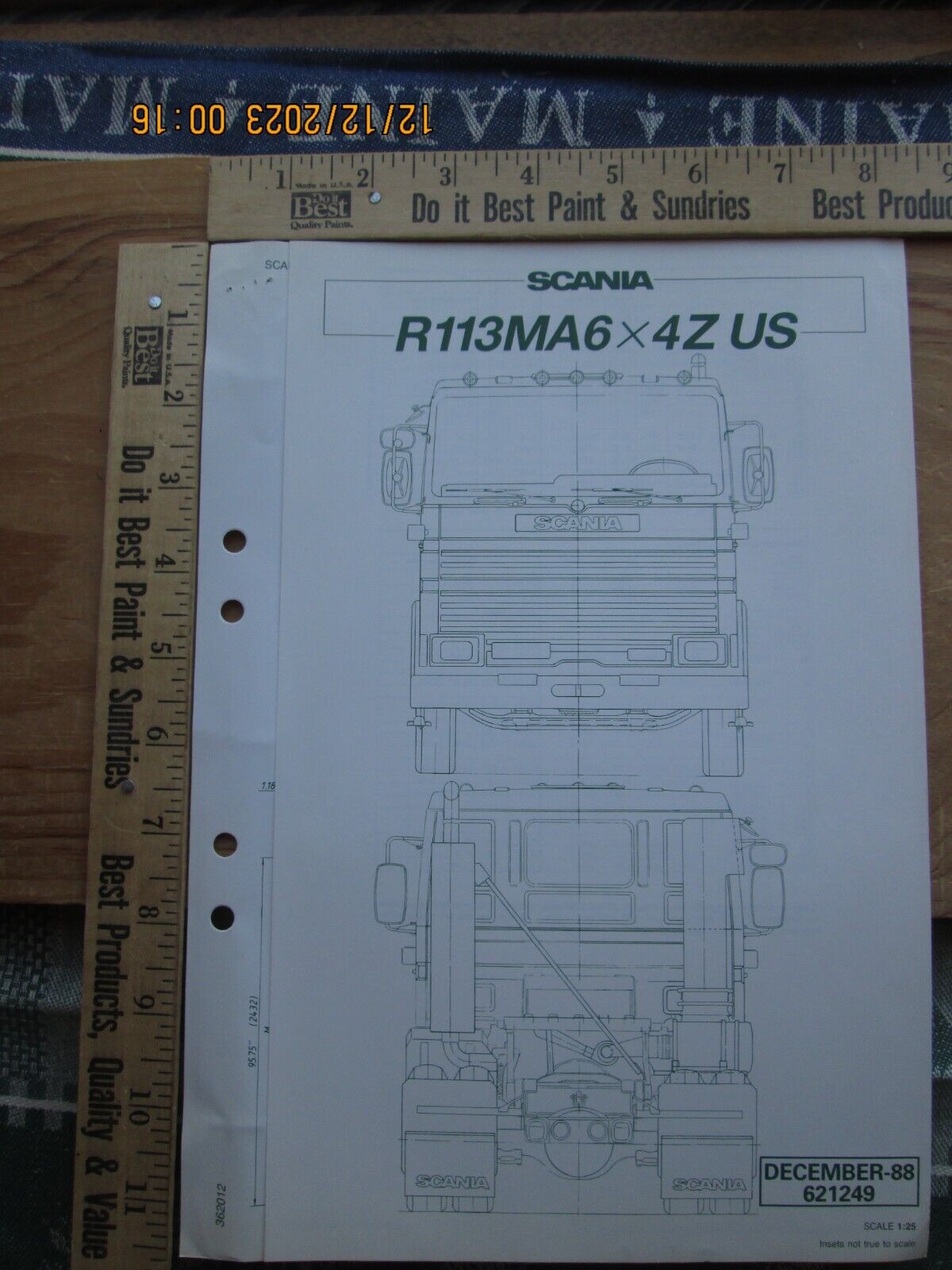 scania model r113ma6 6x4z us Dimensional drawings details 1988