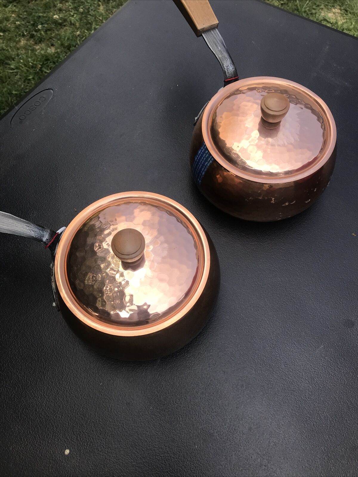 Two NOS Stockli Swiss Made Covered Copper Pots