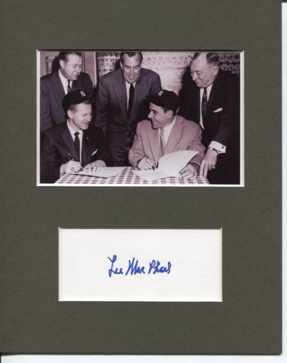 Lee MacPhail New York Yankees HOF Signed Autograph Photo Display w/ Whitey Ford