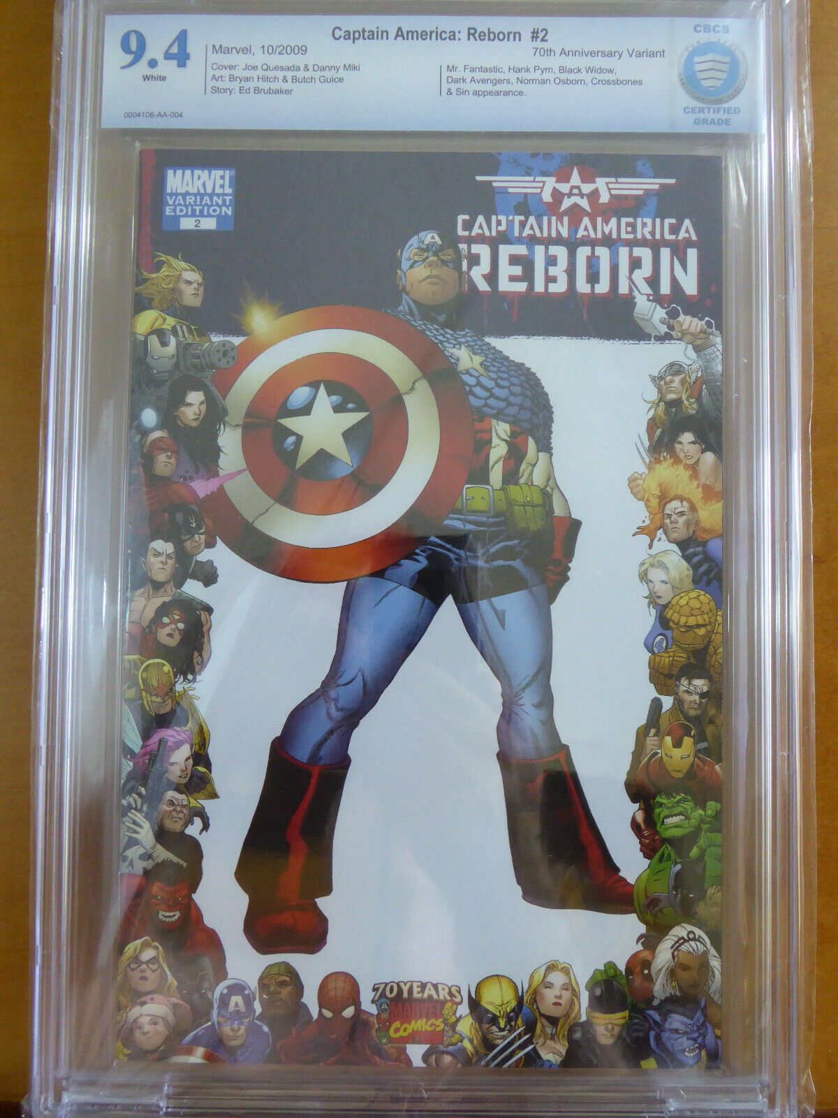 Captain America: Reborn #2, 70th Anniversary variant, 2009, Marvel, CBCS 9.4