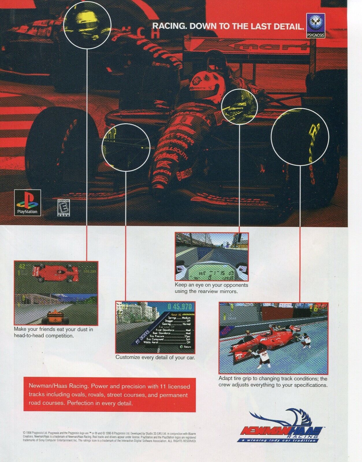 1998 Print Ad Playstation Newman Haas Racing KMart Indy Car game advertisement