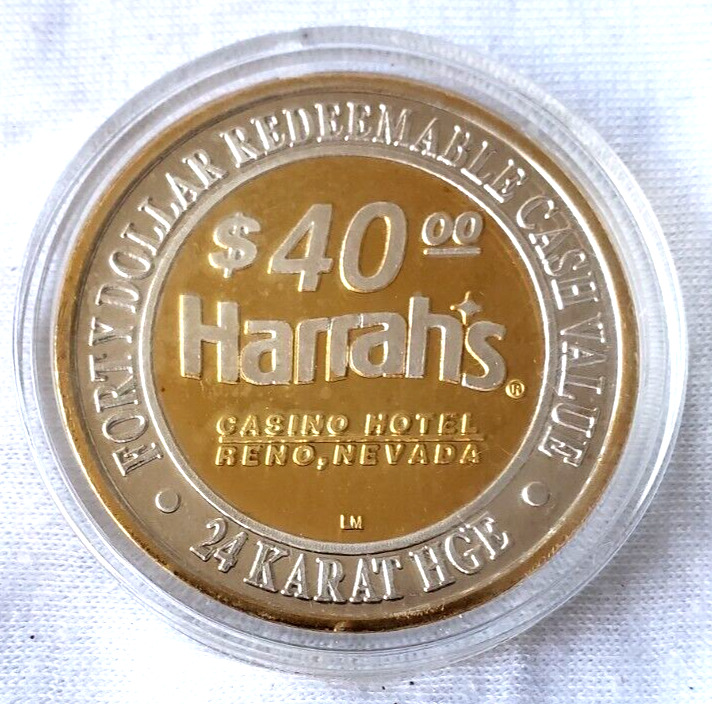 Harrah's $40 Silver Strike Casino Token Reno NV Genie .999 Silver 24 Karat HGE