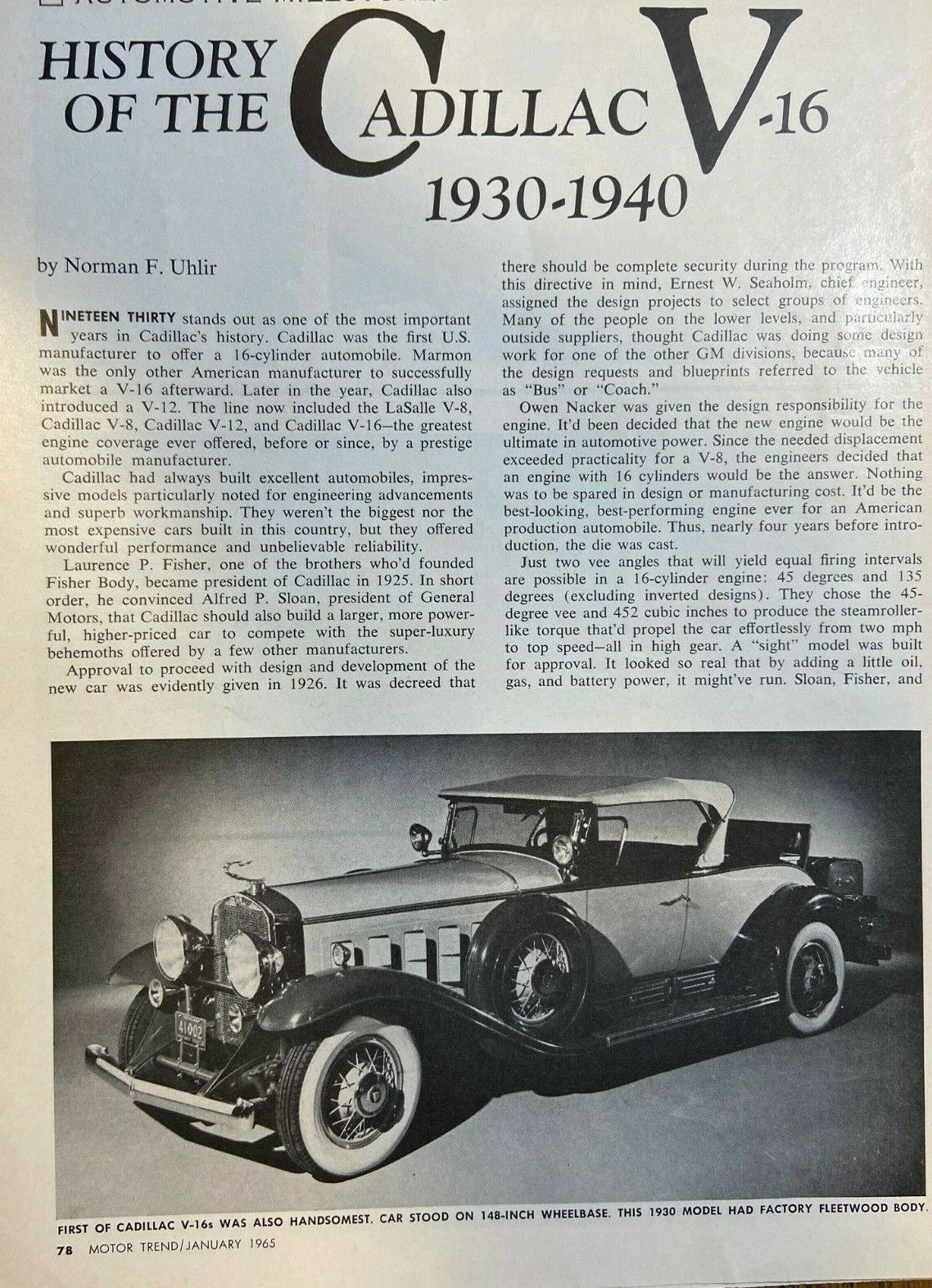 1965  Cadillac V-16 Automobiles Made From 1930-1940 illustrated