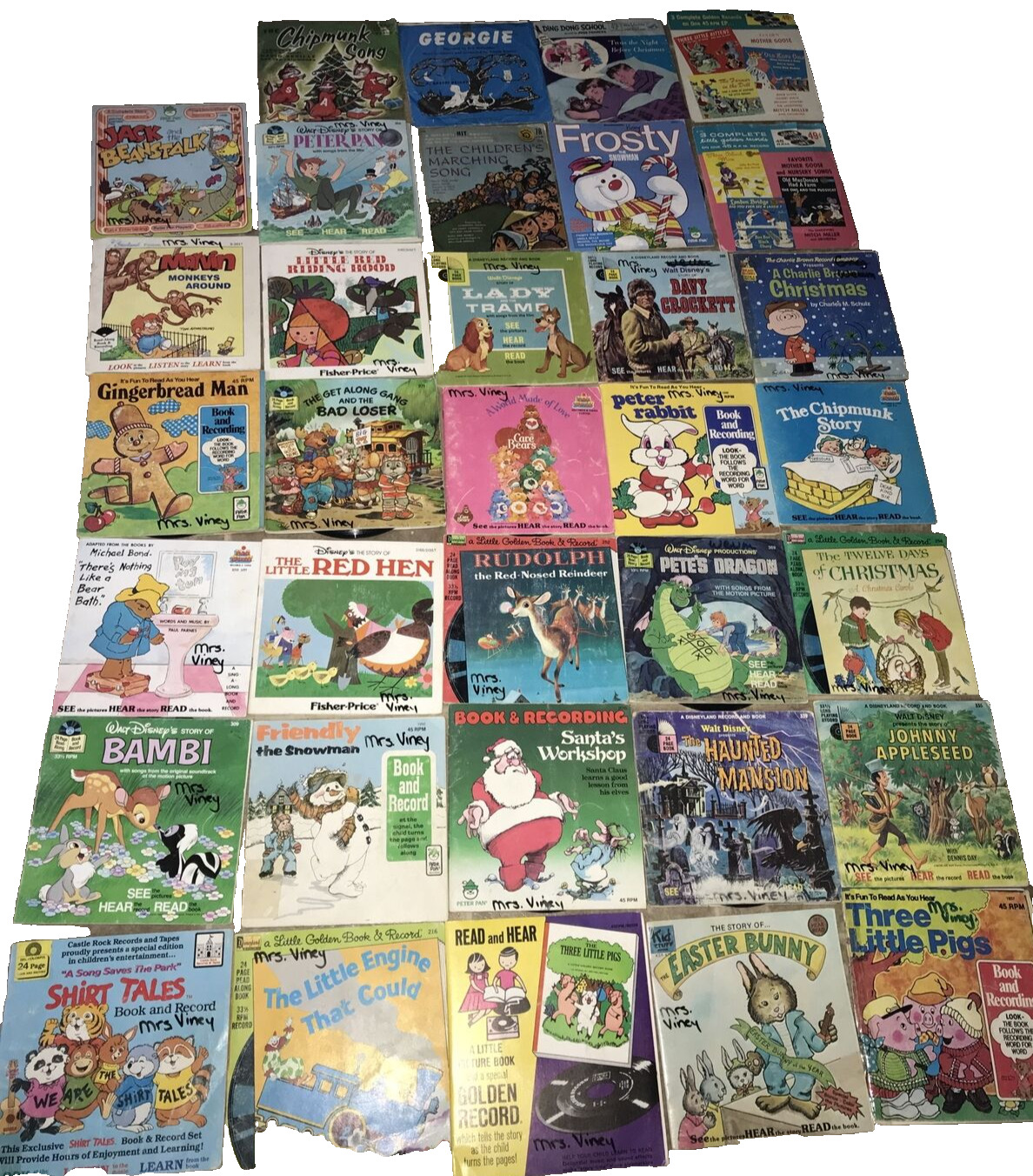 Lot of  35 VINTAGE- Children's Read Along Story Books & Vinyl Records Disney