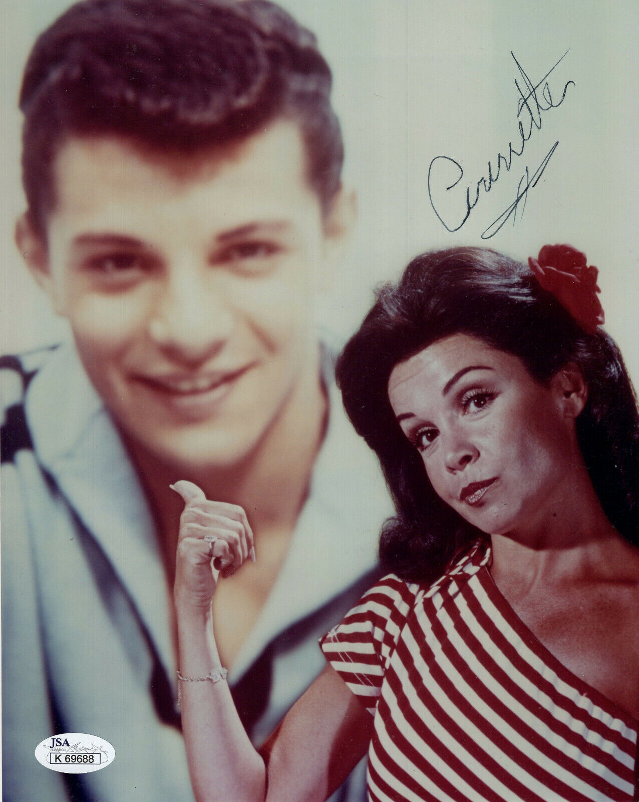 ANNETTE FUNICELLO HAND SIGNED 8x10 COLOR PHOTO        GORGEOUS POSE         JSA