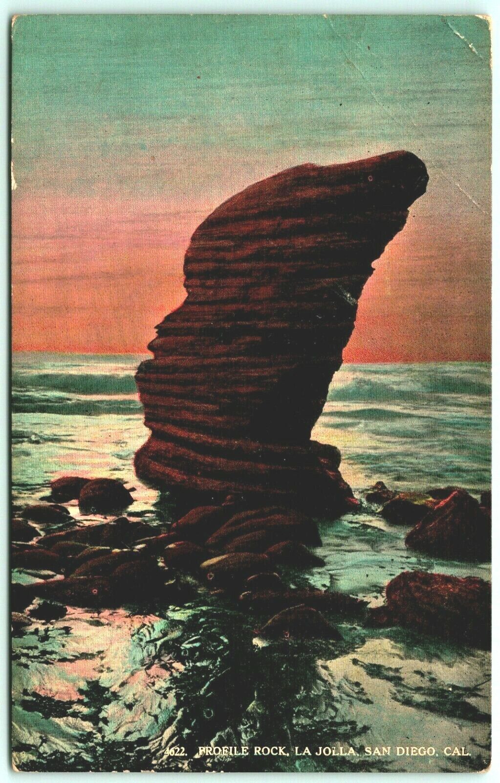 Probile Rock La Jolla Beach San Diego California CA UNP Unused DB Postcard H2