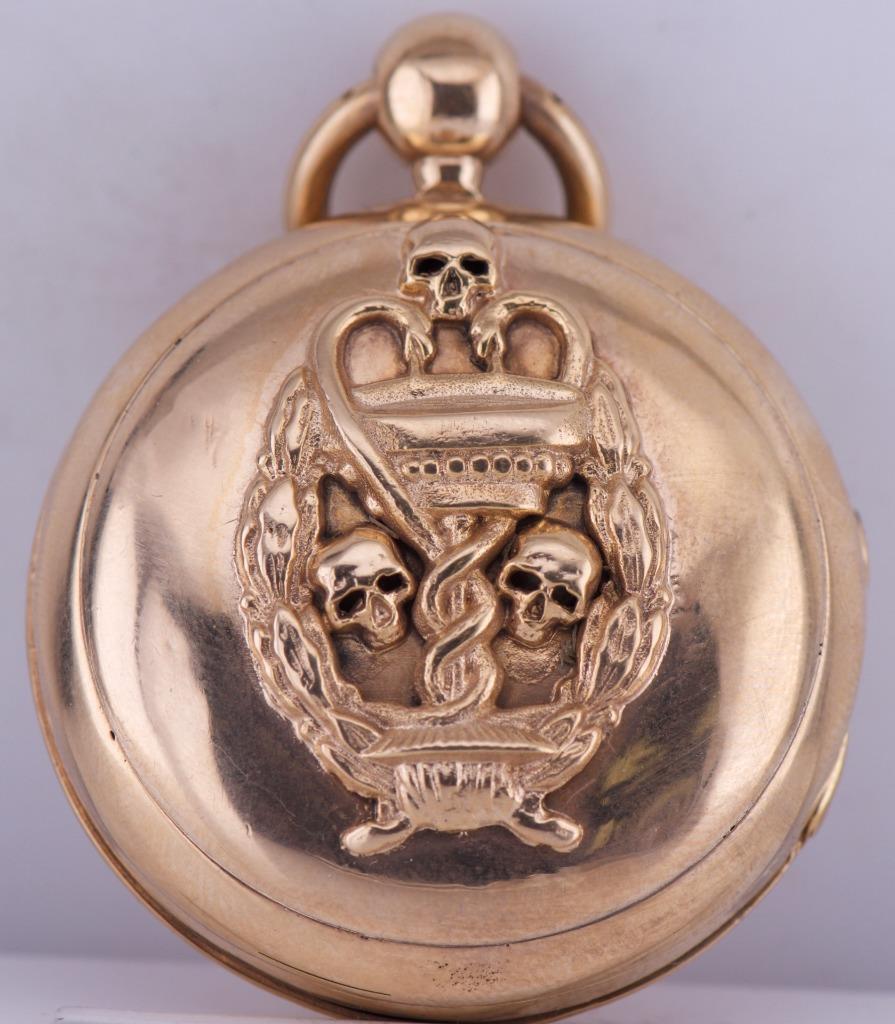 Antique Victorian Doctors Medicine Poison Pill Box Skull Warning Tag Gilt Silver