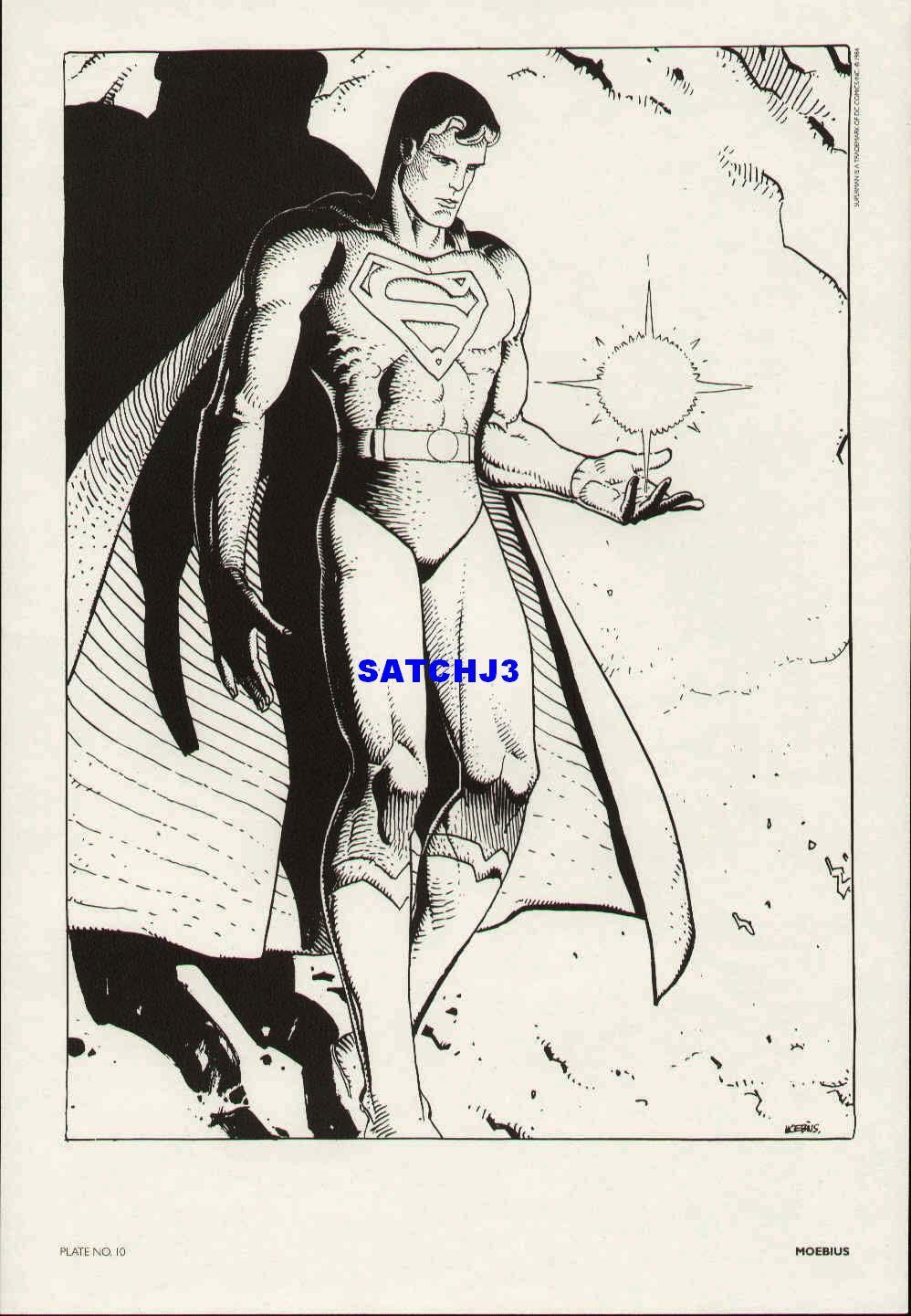 MOEBIUS SUPERMAN 1980s DC COMICS FINE ART PRINT MOBIUS JEAN GIRAUD MAN OF STEEL