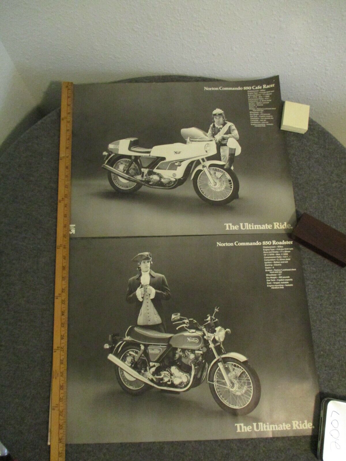 70s NORTON COMMANDO SET-POSTERS 850 ROADSTER+CAFE RACER 22x17 THE ULTIMATE RIDE