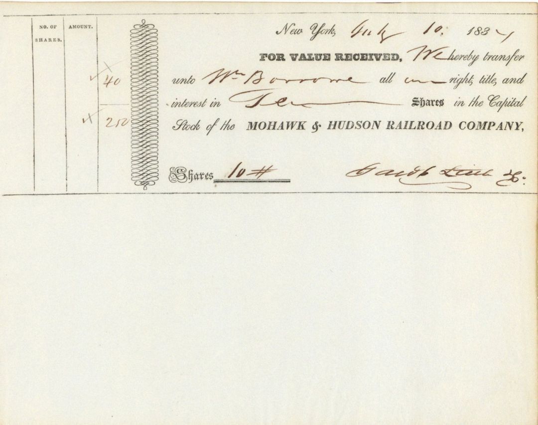 Jacob Little Signed Mohawk and Hudson Railroad Co. - Autographs - Autographed St