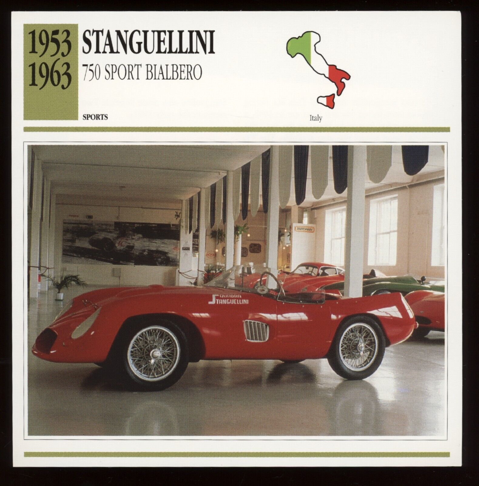 1953 - 1963  Stanguellini 750 Sport Bialbero  Classic Cars Card