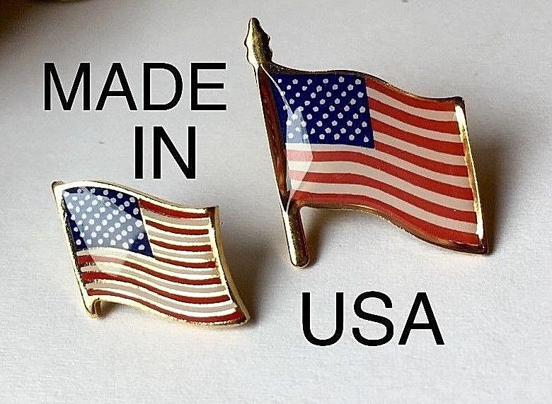 American flag Lapel Pins 2 different sizes set of 2 USA Fourth of July