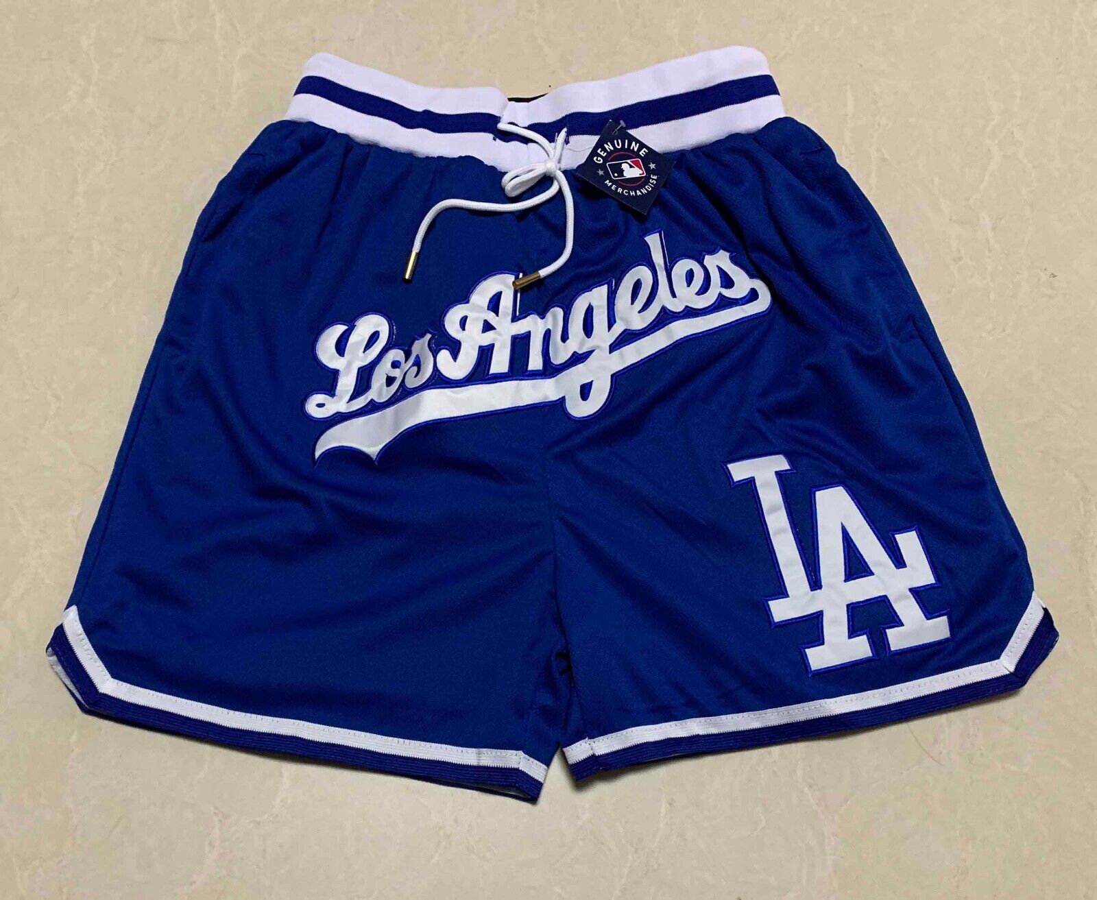 Los Angeles Dodgers Mens Shorts  Blue stitched  Baseball shorts S-3XL