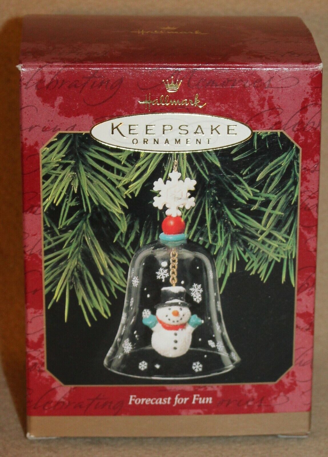 Hallmark 1999 Forecast for Fun Snowman in Glass Bell Christmas Ornament