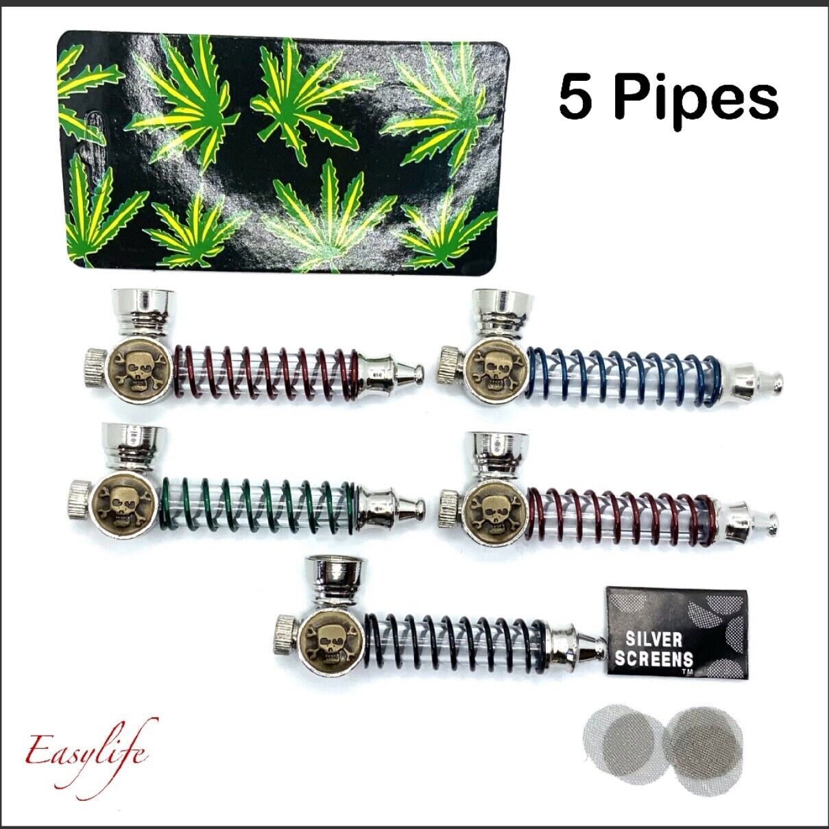 5 X Metal Pipes Each With 5 Filters, SAME DAY SHIP