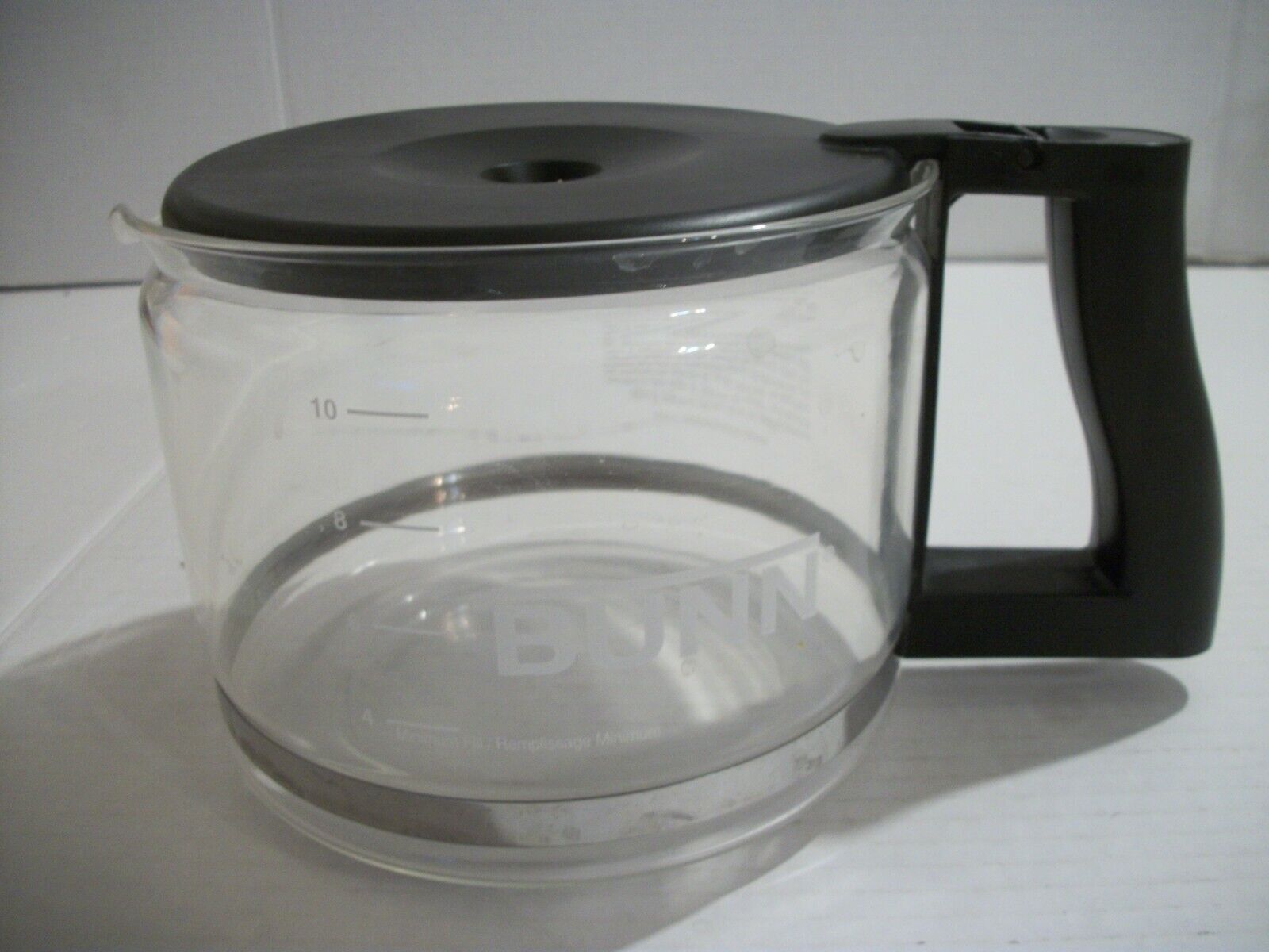 10 Cup Glass Replacement Pot Carafe BUNN Black Lid Handle 5\