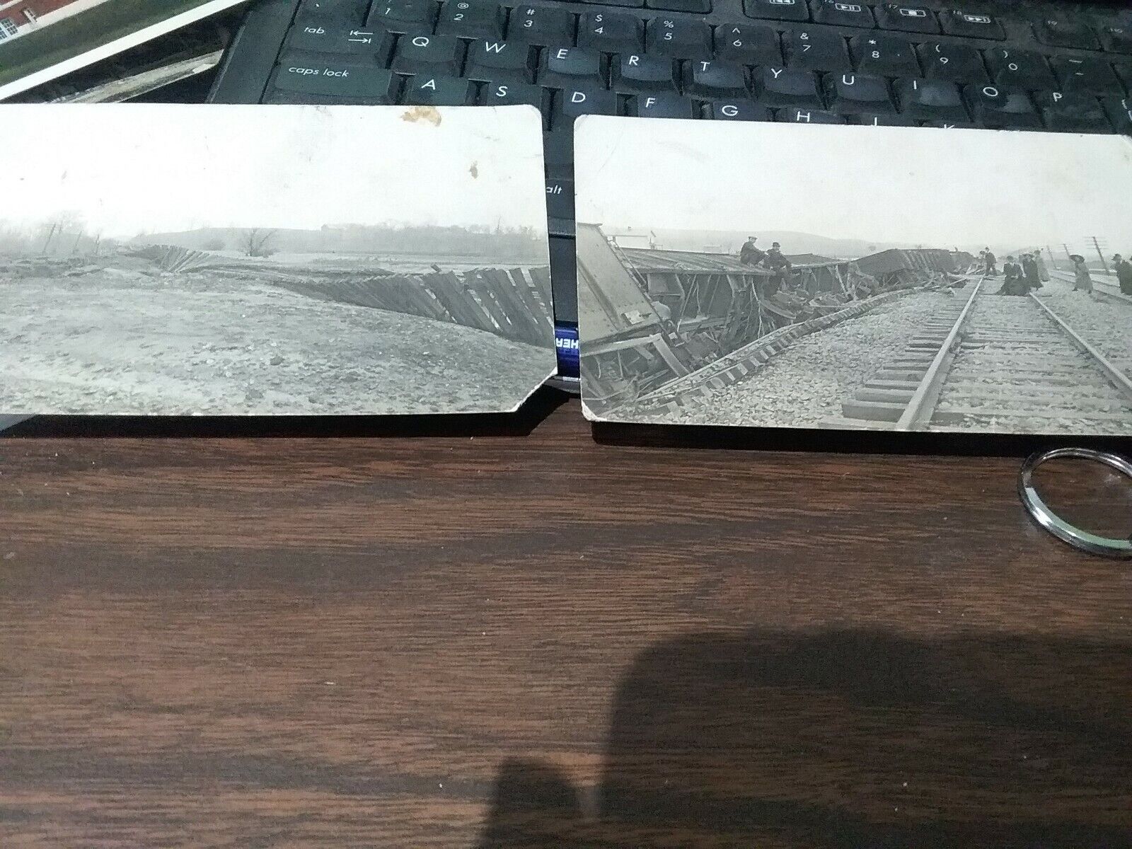 2 RPPC Ohio Flood Train Wreck 1908 1912? town unknown