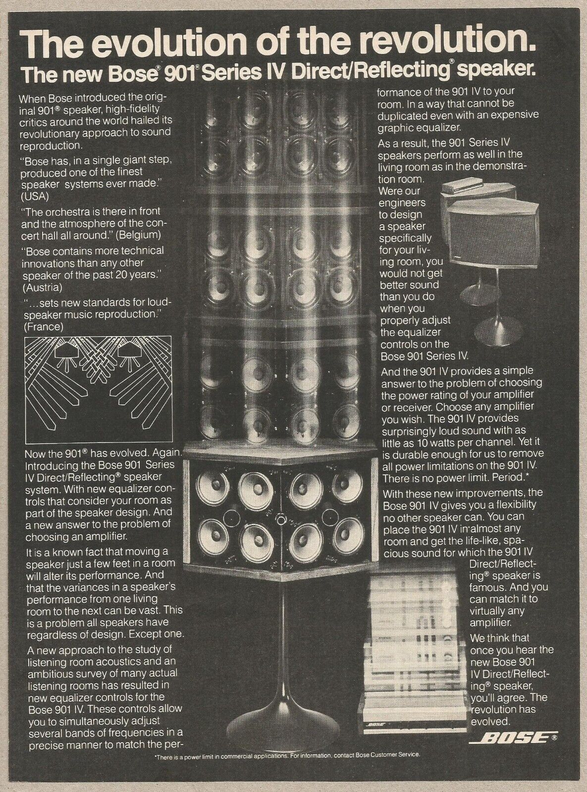 BOSE 901 Series IV Direct/Reflecting Speakers - 1979 Vintage Print Ad