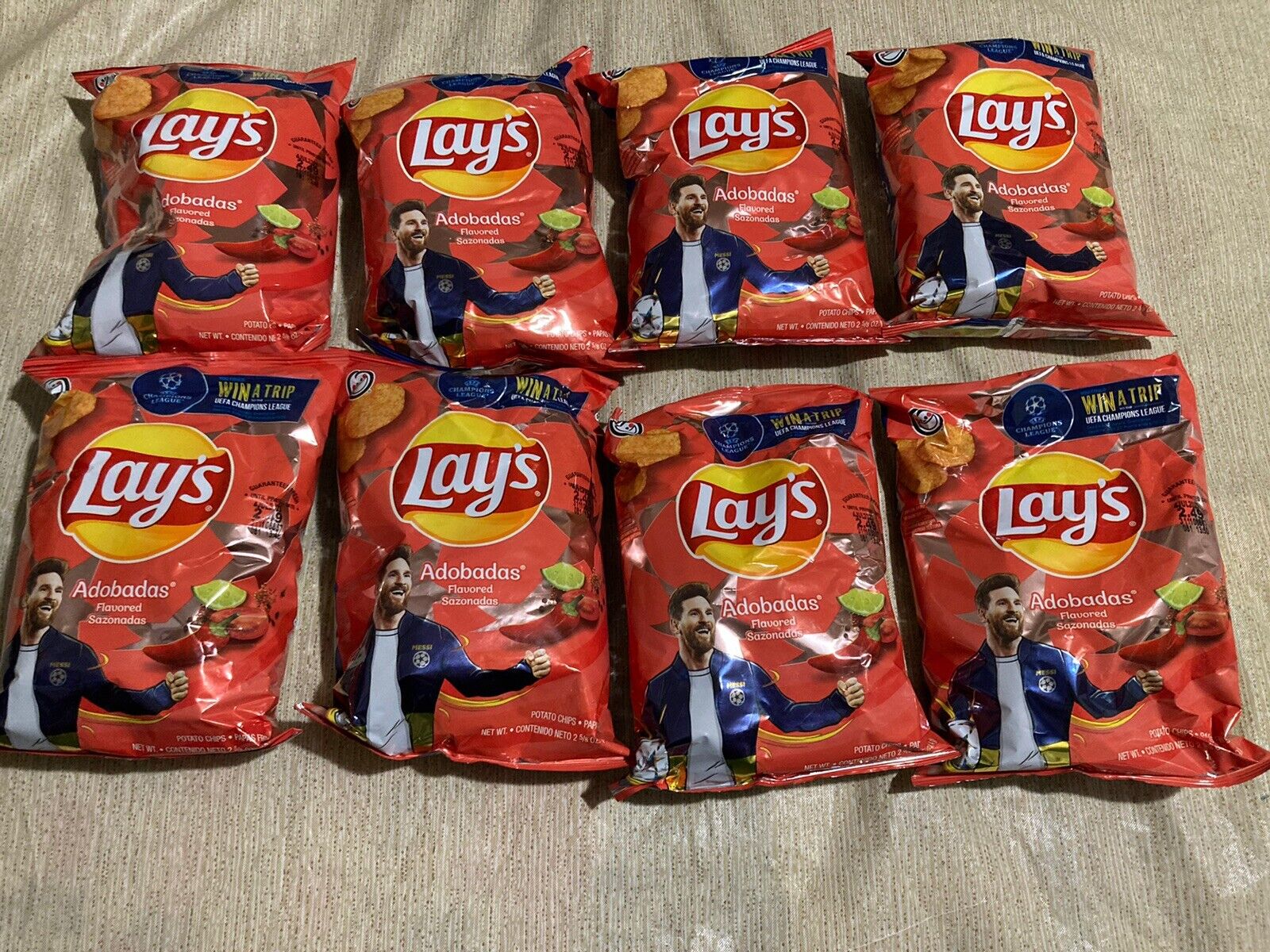 Lionel Messi Lays Potato Chips • Lot Of 8 Bags • Limited Edition Rare