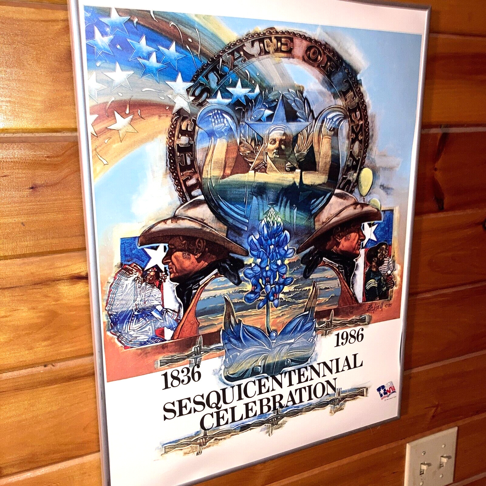 RARE Pristine unsigned print Official Texas Sesquicentennial 1986 B Hall Poster