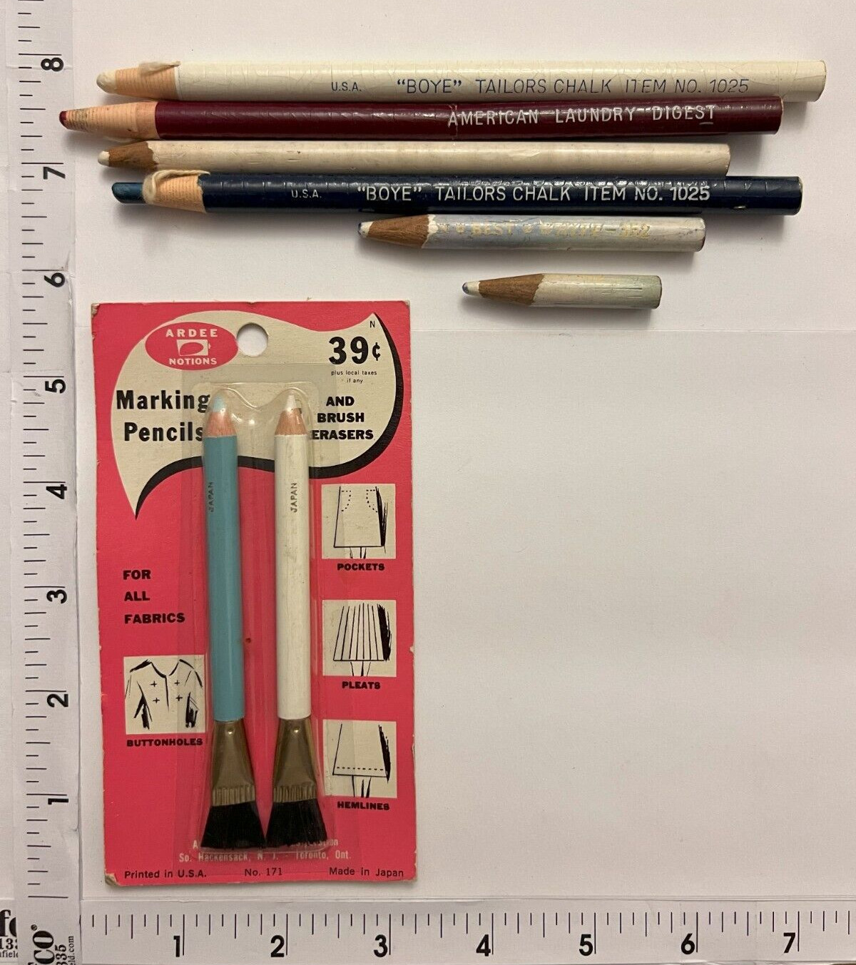 Vintage Ardee Notions Marking Pencils +  Boye Tailors Chalk Pencil Lot