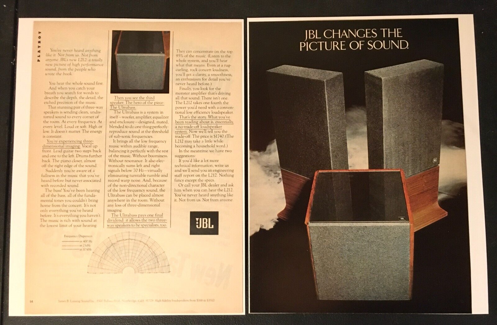 1977 JBL Stereo Speaker L212 Ultrabass 2-page vintage print ad advertisement
