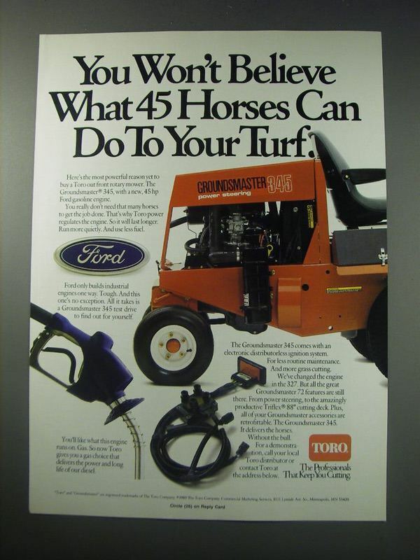1991 Toro Groundsmaster 345 Mower Ad - You won\'t believe what 45 horses can do