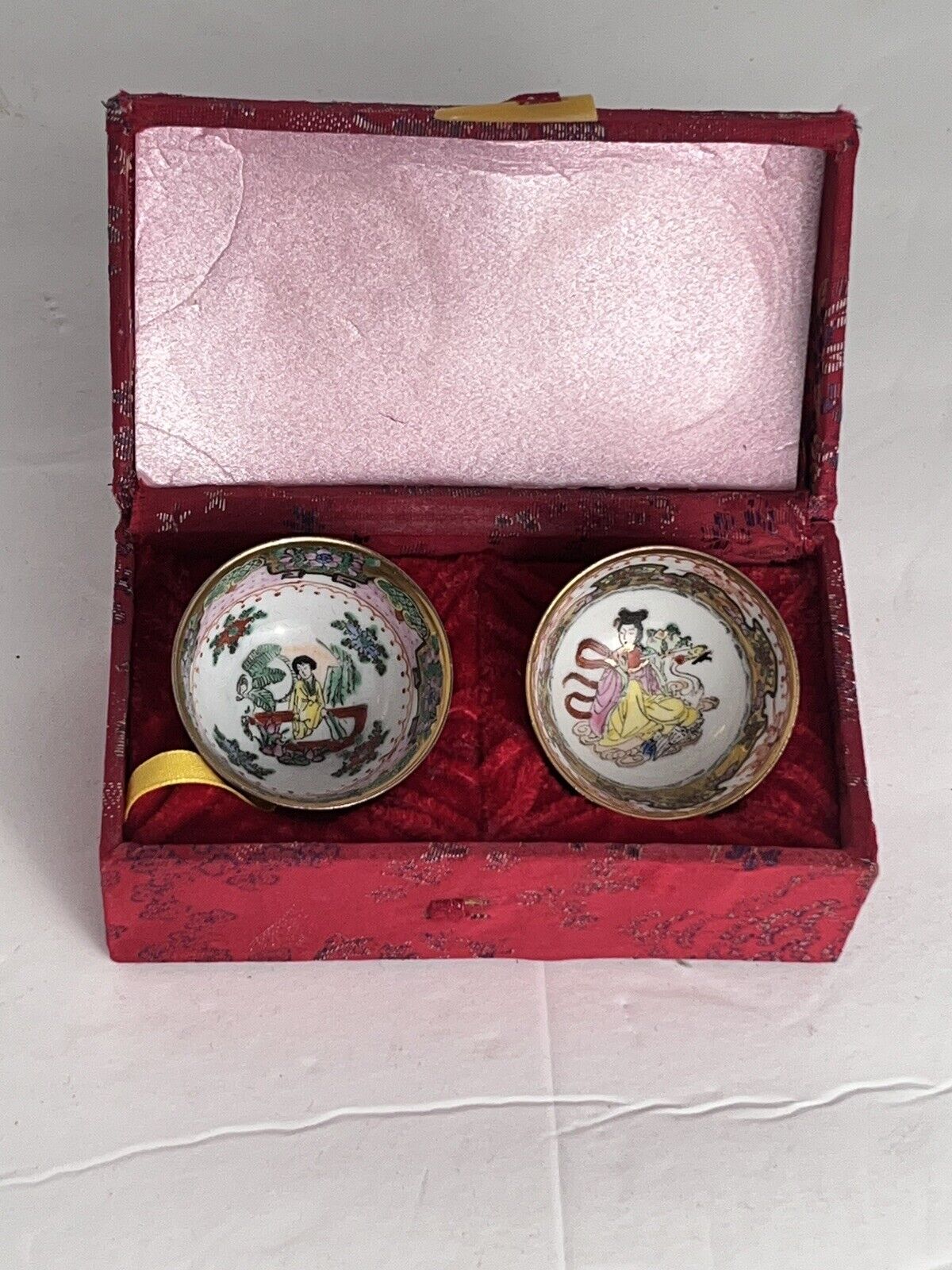 Vintage Set Of 2 Hand Painted Tea/Saki Cups-