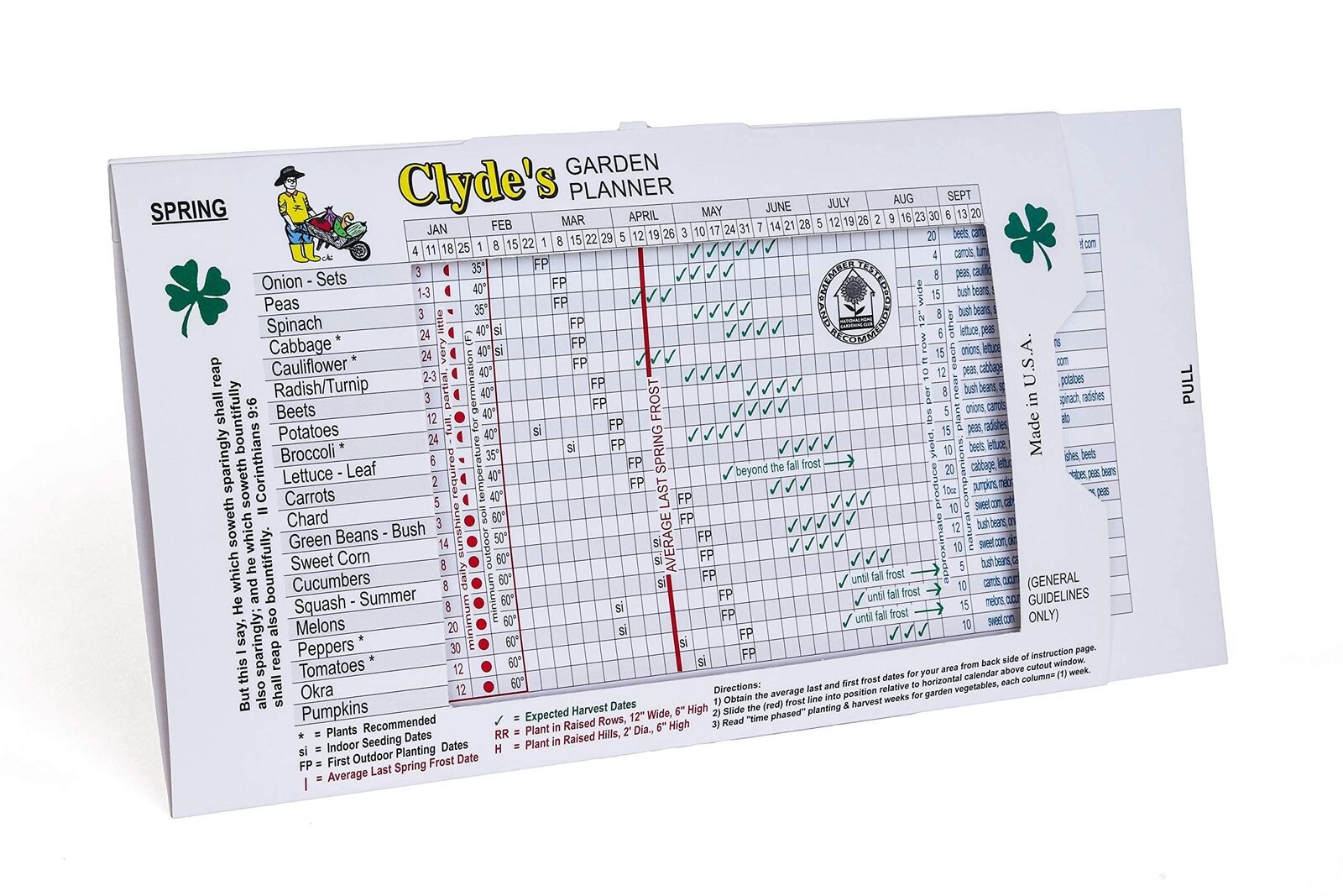 Clydes Garden Planner - Clydes Vegetable Planting Slide Chart