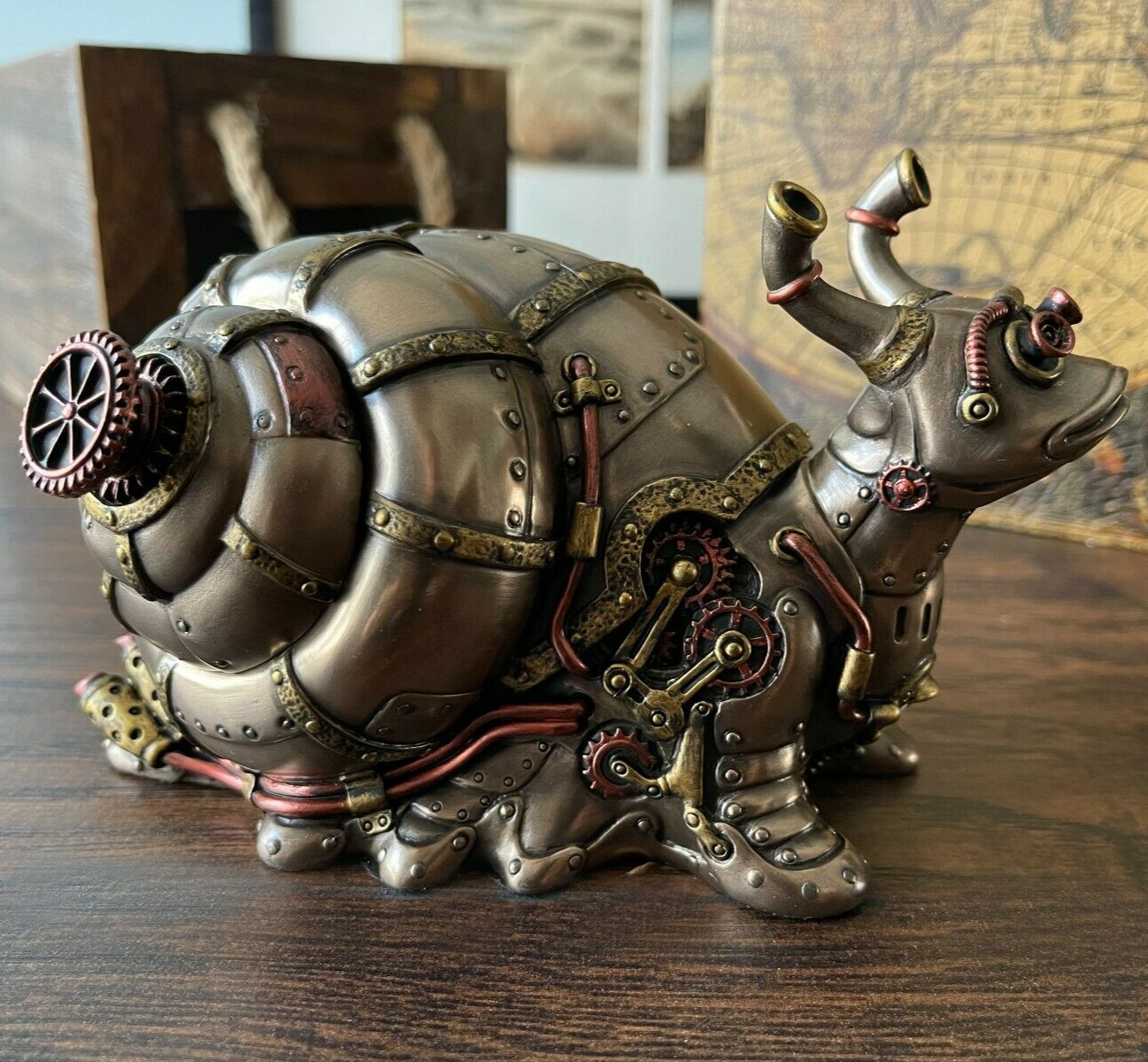 Custom Made Steampunk Giant Land Snail Figurine Statue Décor With Trinket Box