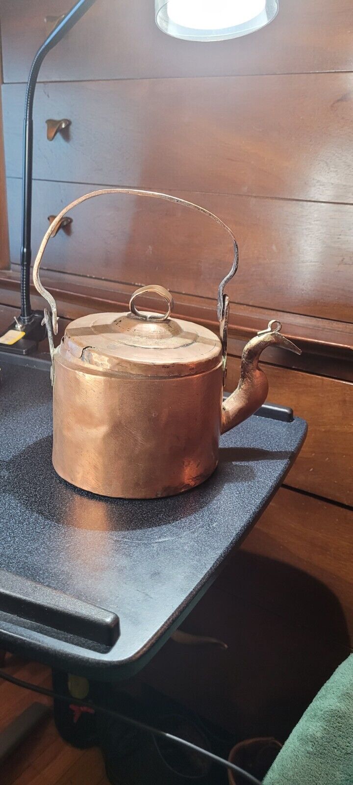 Antique 19th Century French Handmade Hand Hammered Copper Tea Kettle Pot