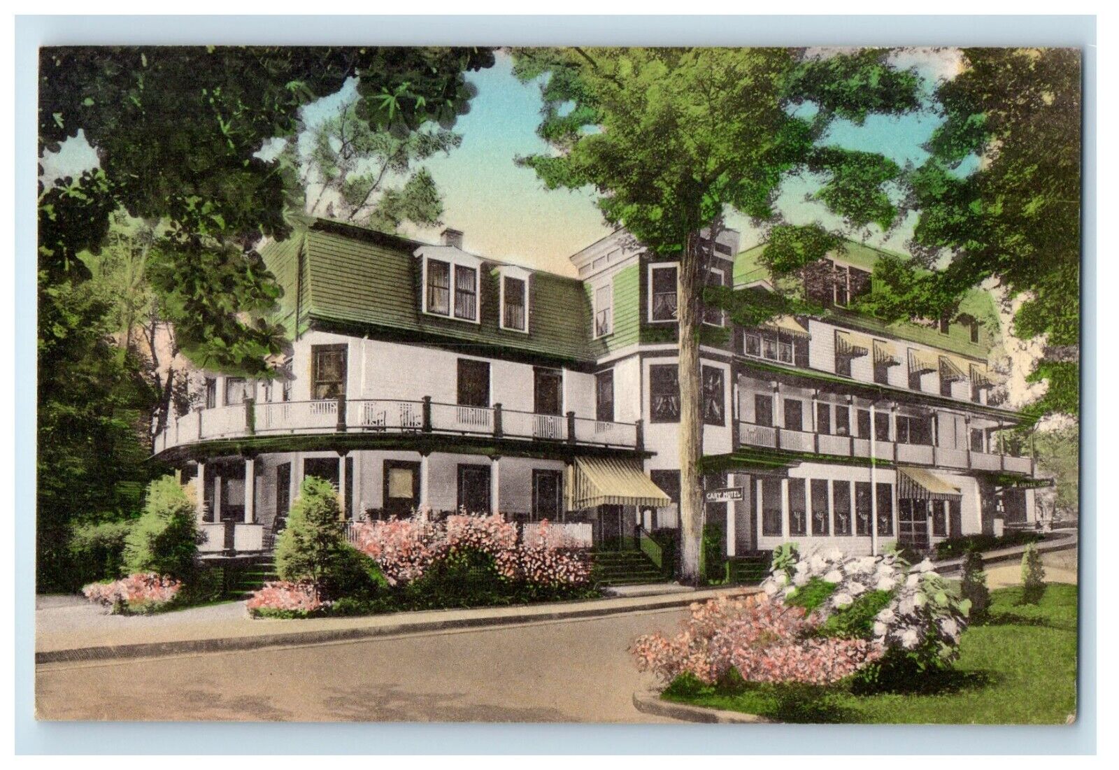 c1930's Hotel Cary Building Chautauqua New York NY Handcolored Vintage Postcard