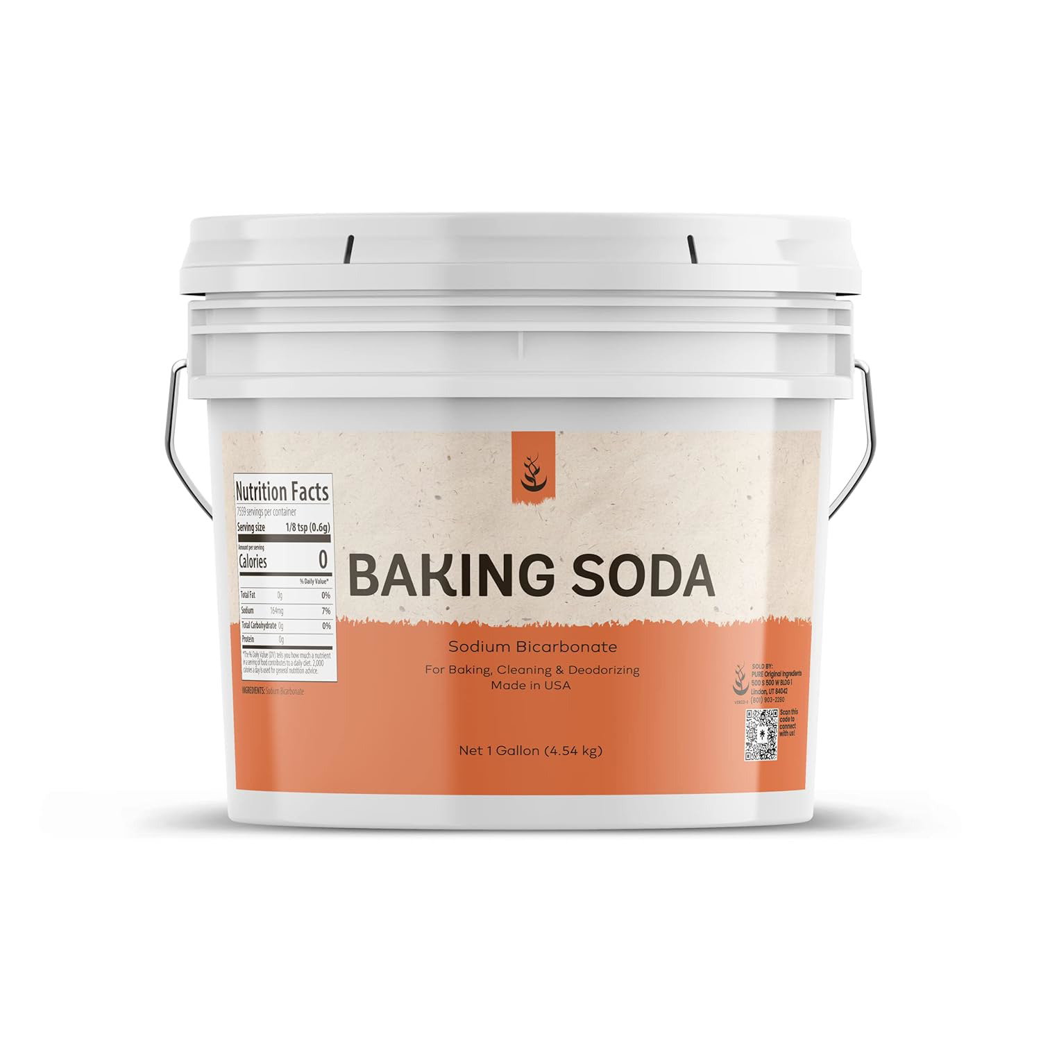 Pure Original Ingredients Baking Soda 1 Gallon Aluminum Free, Cooking, Baking, &