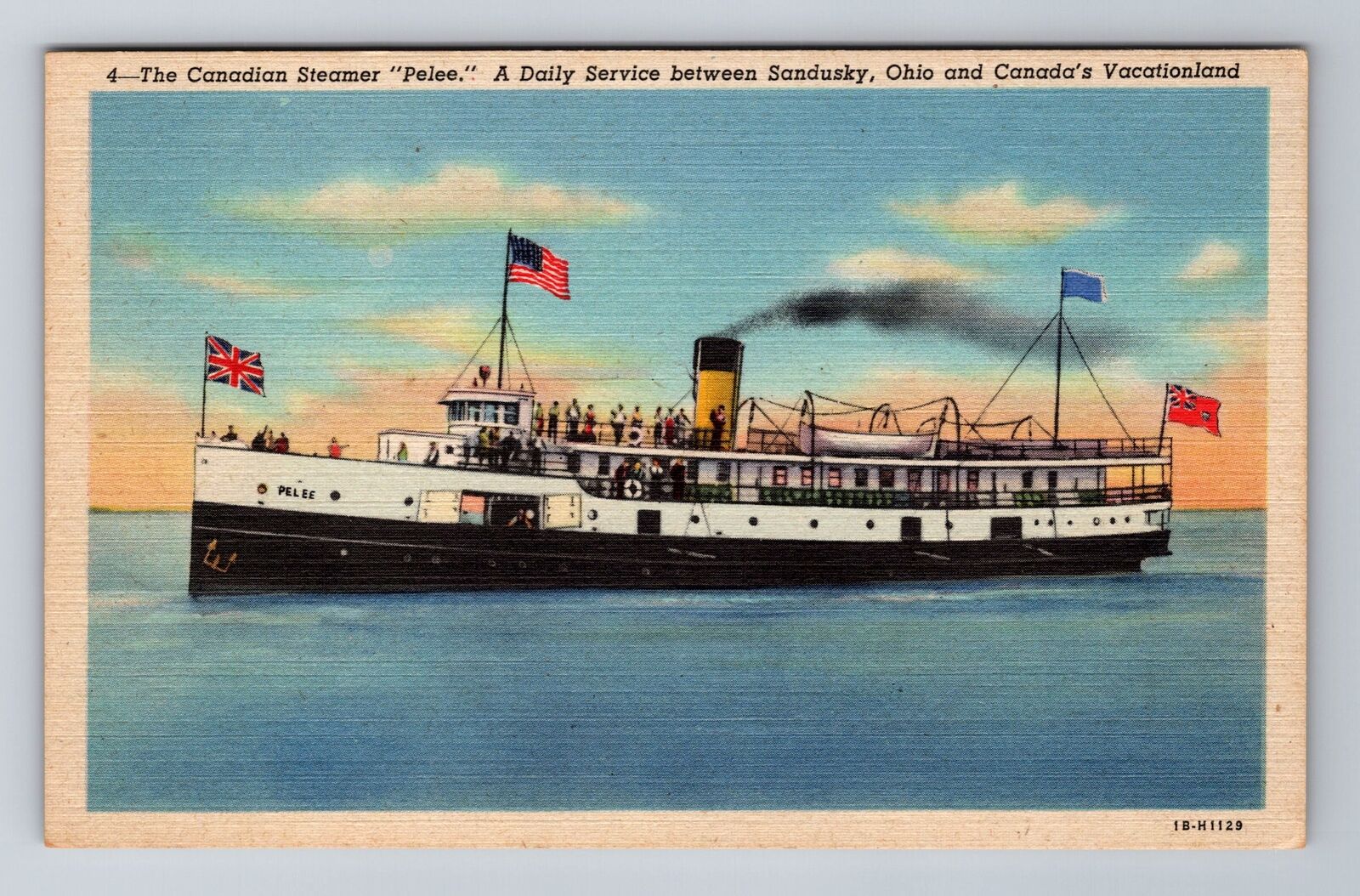 Sandusky OH- Ohio, The Canadian Steamer Pelee, Antique Souvenir Vintage Postcard