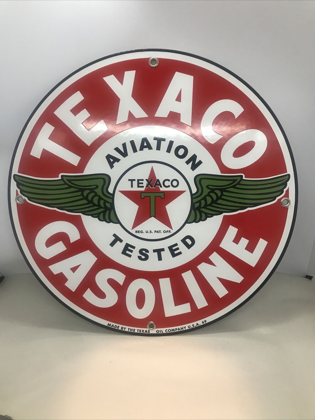 Original NOS 1949 Texaco Aviation Tested Porcelain Sign