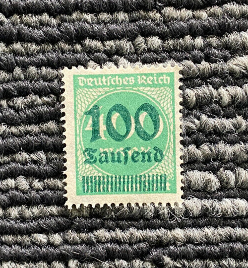 Germany Deutsches Reich 100 Overprint Over 400 Mark Stamp Vintage