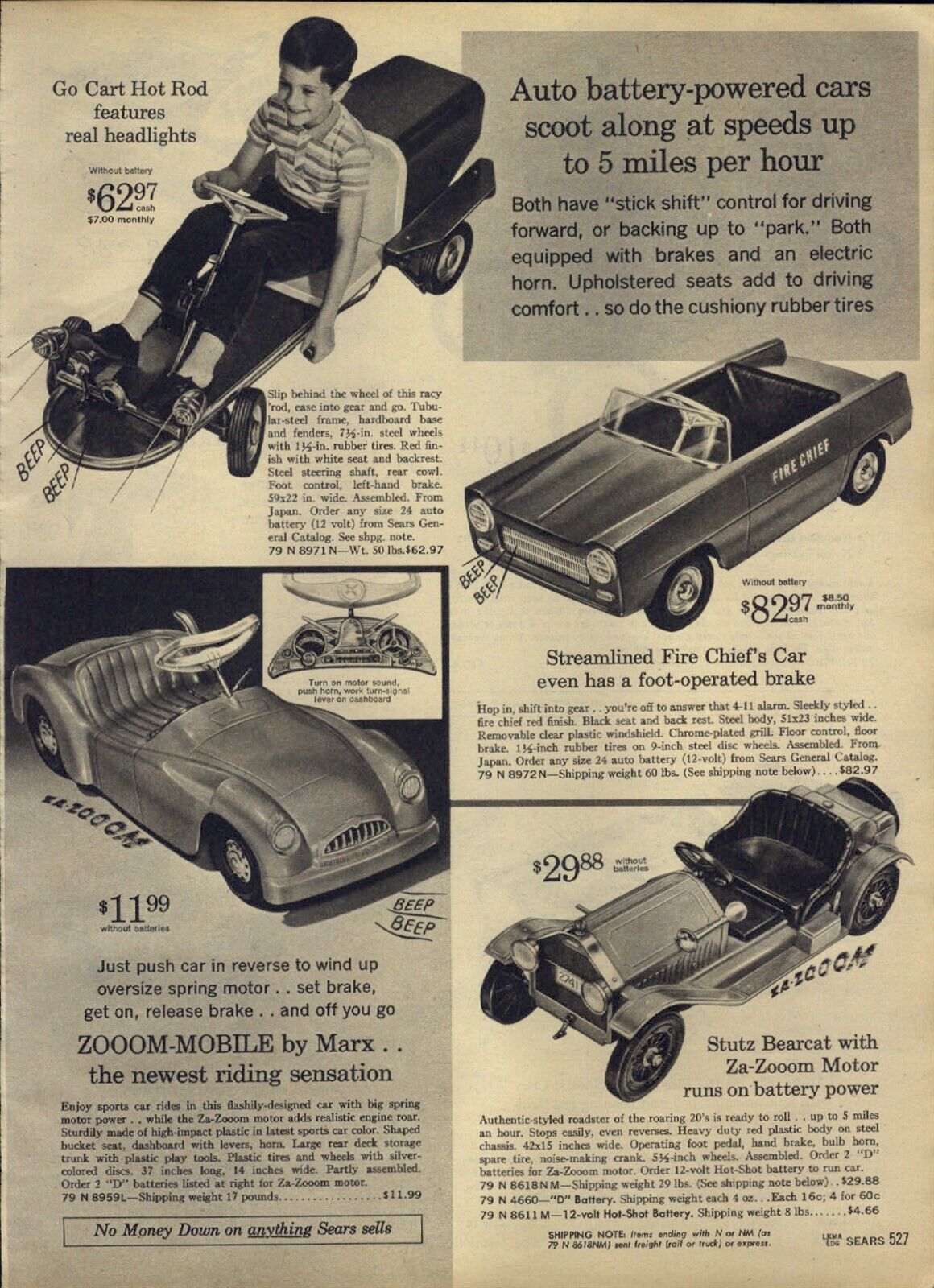 1965 PAPER AD Toy Go Cart Hot Rod Pedal Car Stutz Bearcat Marx Zooom Mobile 