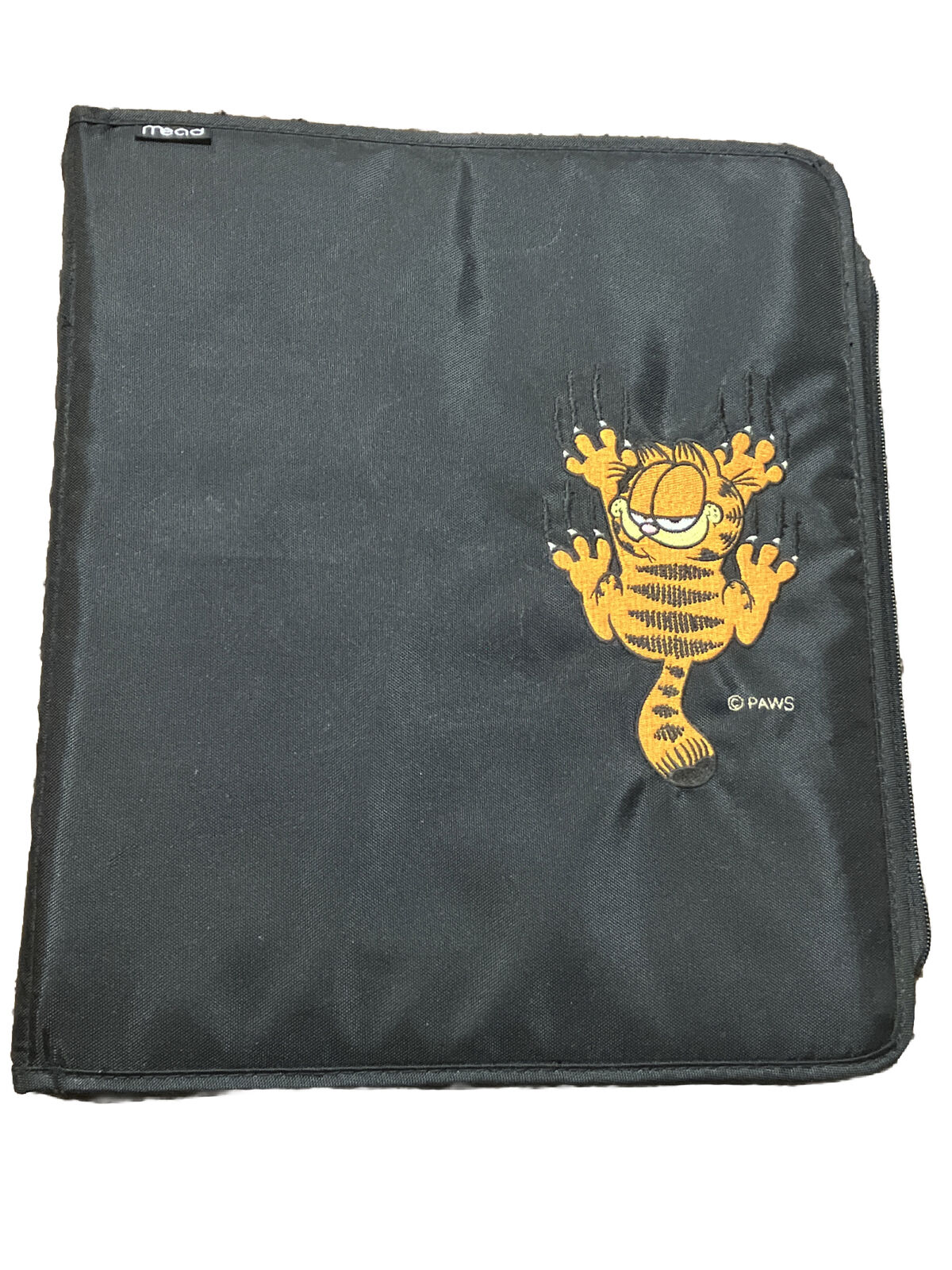 VTG NOSTALGIA Garfield Embroidered Mead 3 Ring Zip Up Binder Organizer 1990\'s
