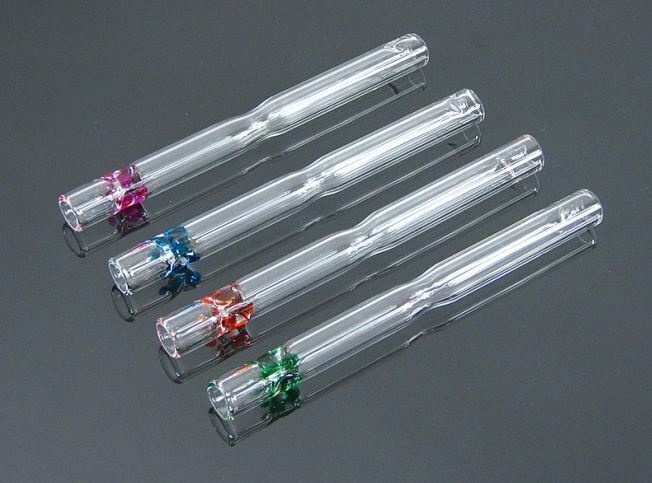 High End Premium Clear Glass Color Smoking Pipe / Cigarette Tobacco Holder 